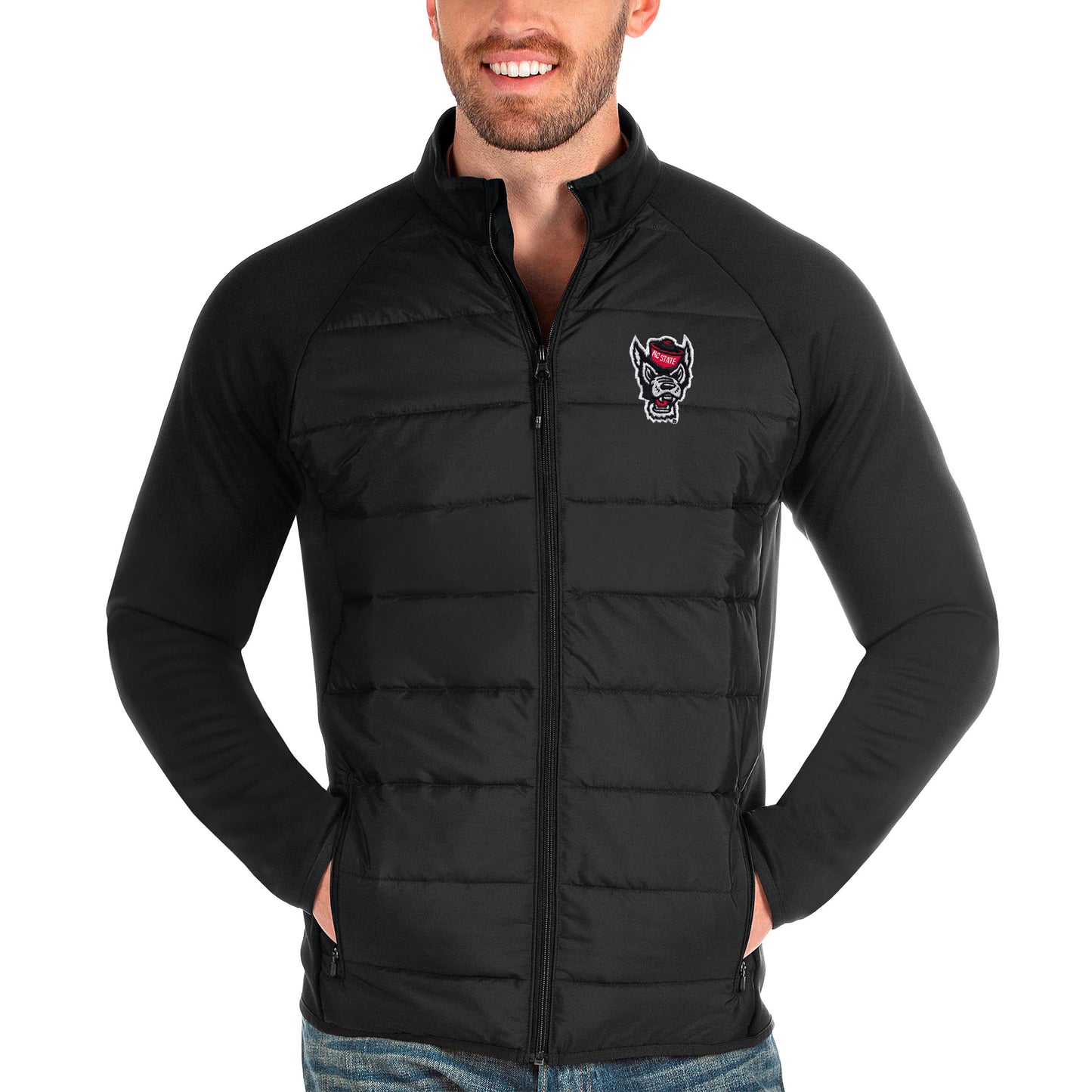 Men's Antigua Black NC State Wolfpack Altitude Full-Zip Jacket