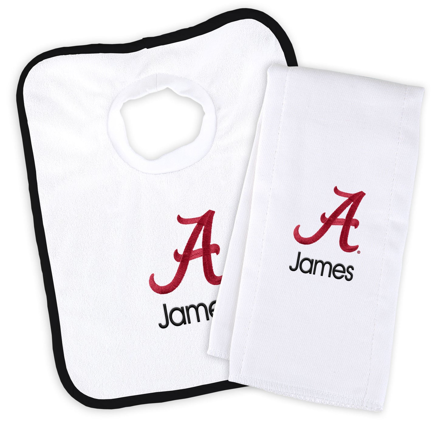 Newborn & Infant Alabama Crimson Tide Personalized Bib & Burp Cloth Set