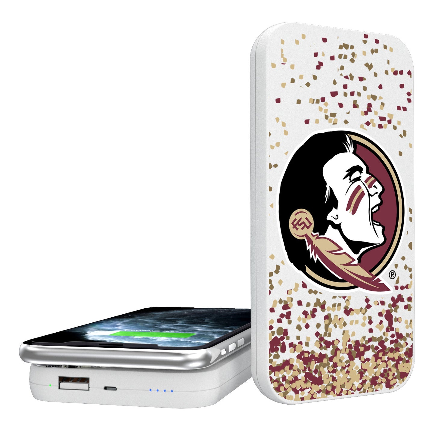 Florida State Seminoles Mascot Logo Confetti Design Wireless 5000mAh Powerbank