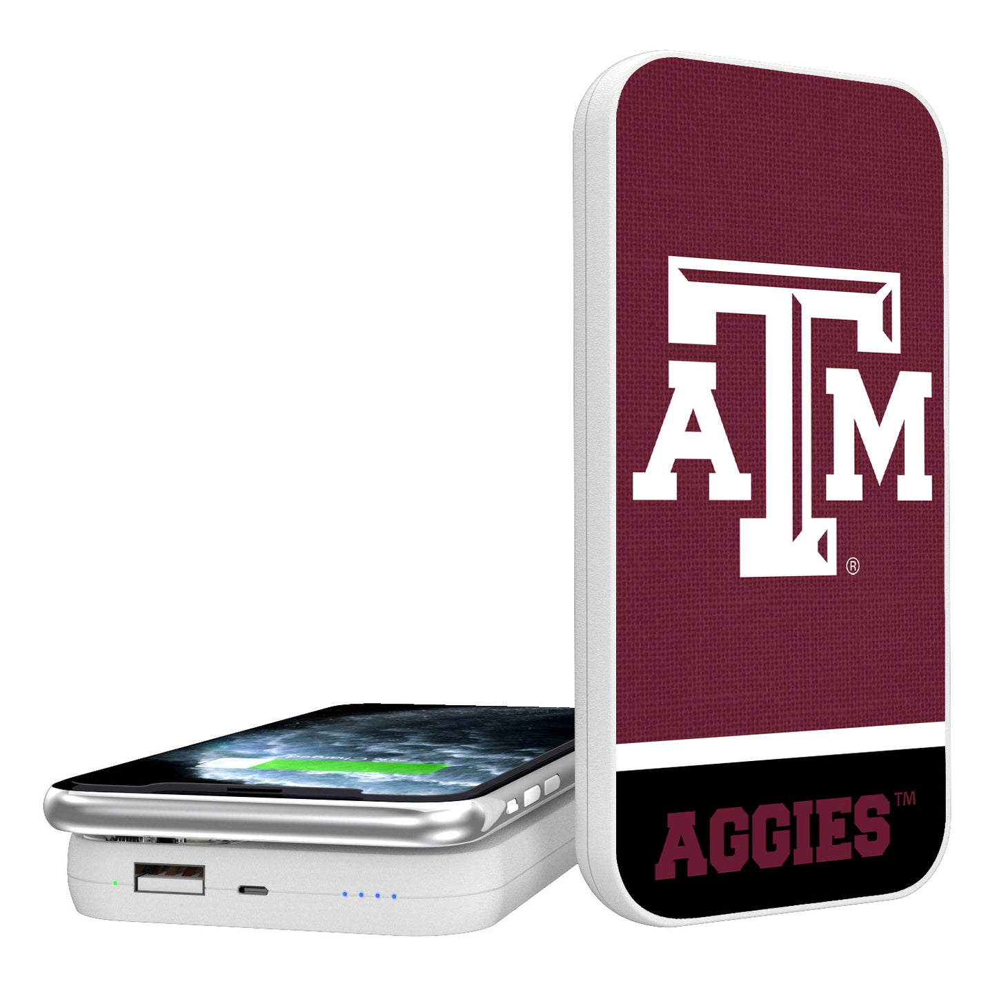 Texas A&M Aggies Endzone Solid Design Wireless 5000mAh Powerbank