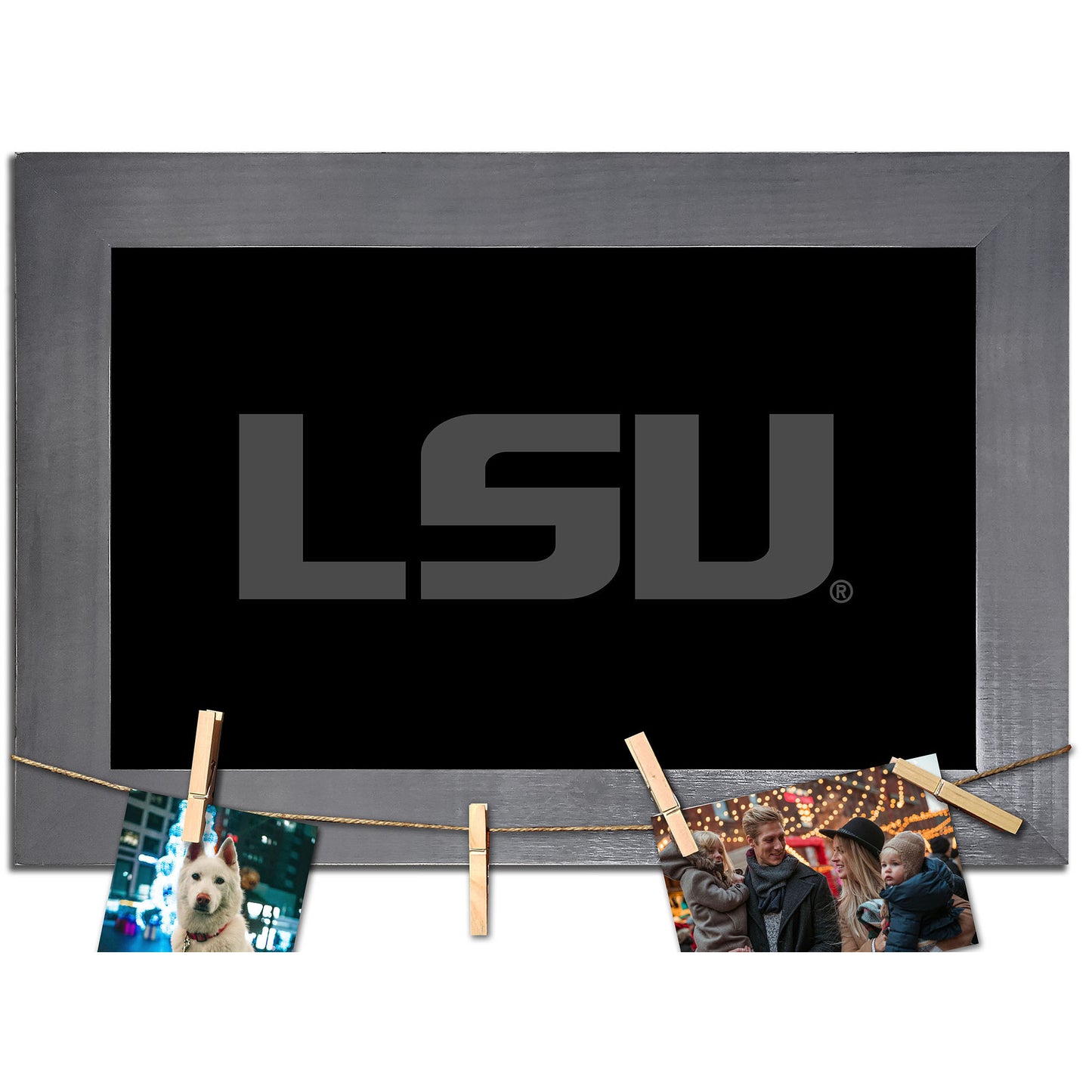 LSU Tigers 11" x 19" Blank Chalkboard with Frame & Clothespins Sign
