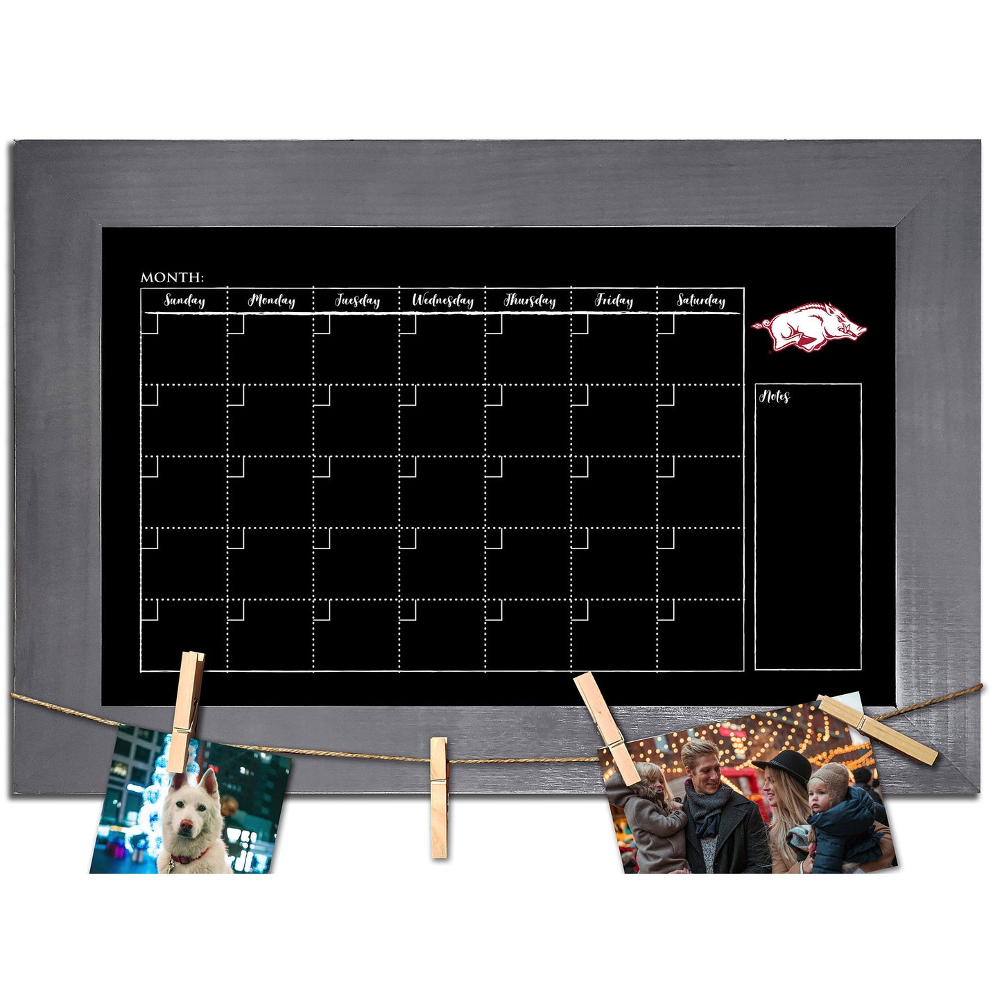 Arkansas Razorbacks 11" x 19" Monthly Chalkboard with Frame & Clothespins Sign