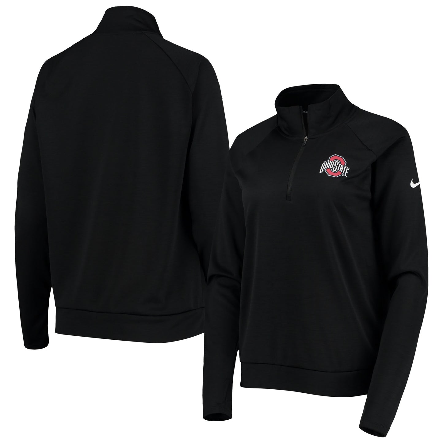 Women's Nike Black Ohio State Buckeyes Pacer Raglan Performance Quarter-Zip Jacket