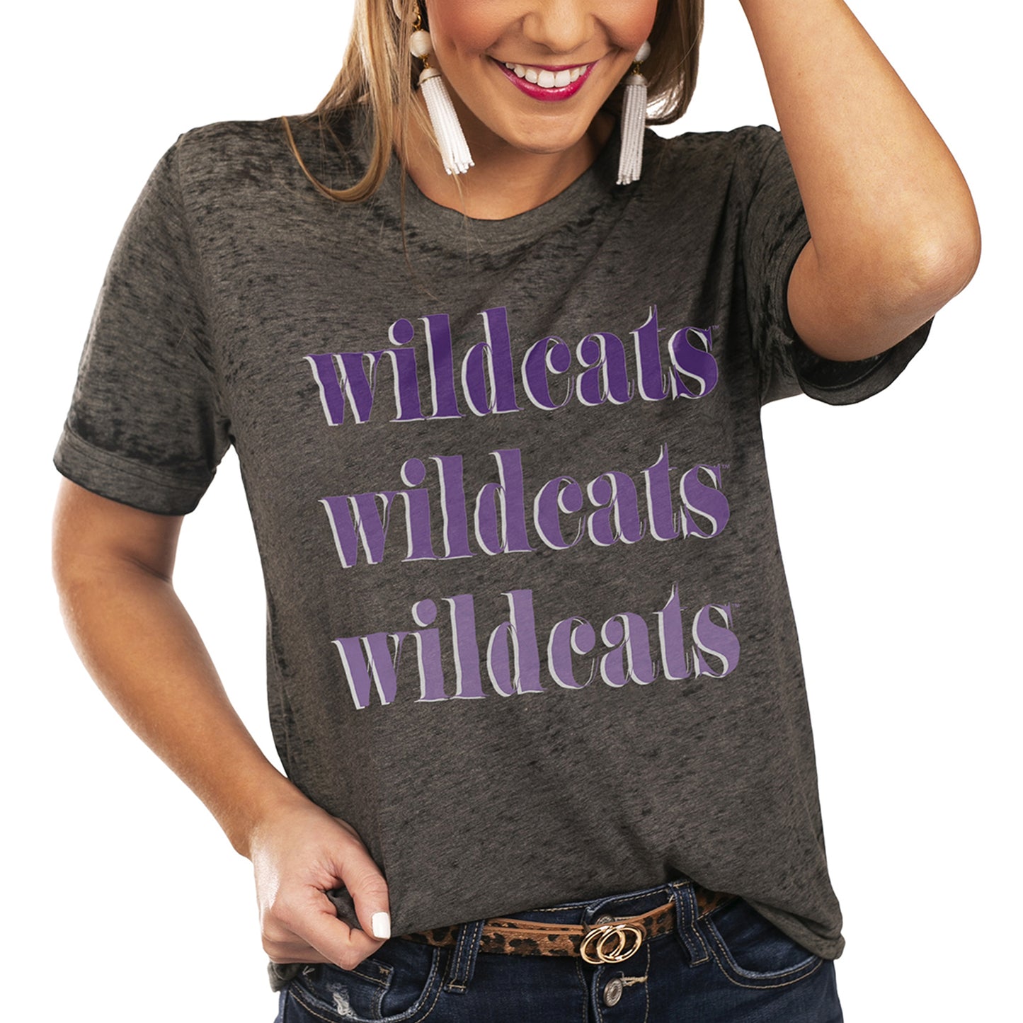 Women's Charcoal Kansas State Wildcats Better Than Basic Gameday Boyfriend T-Shirt