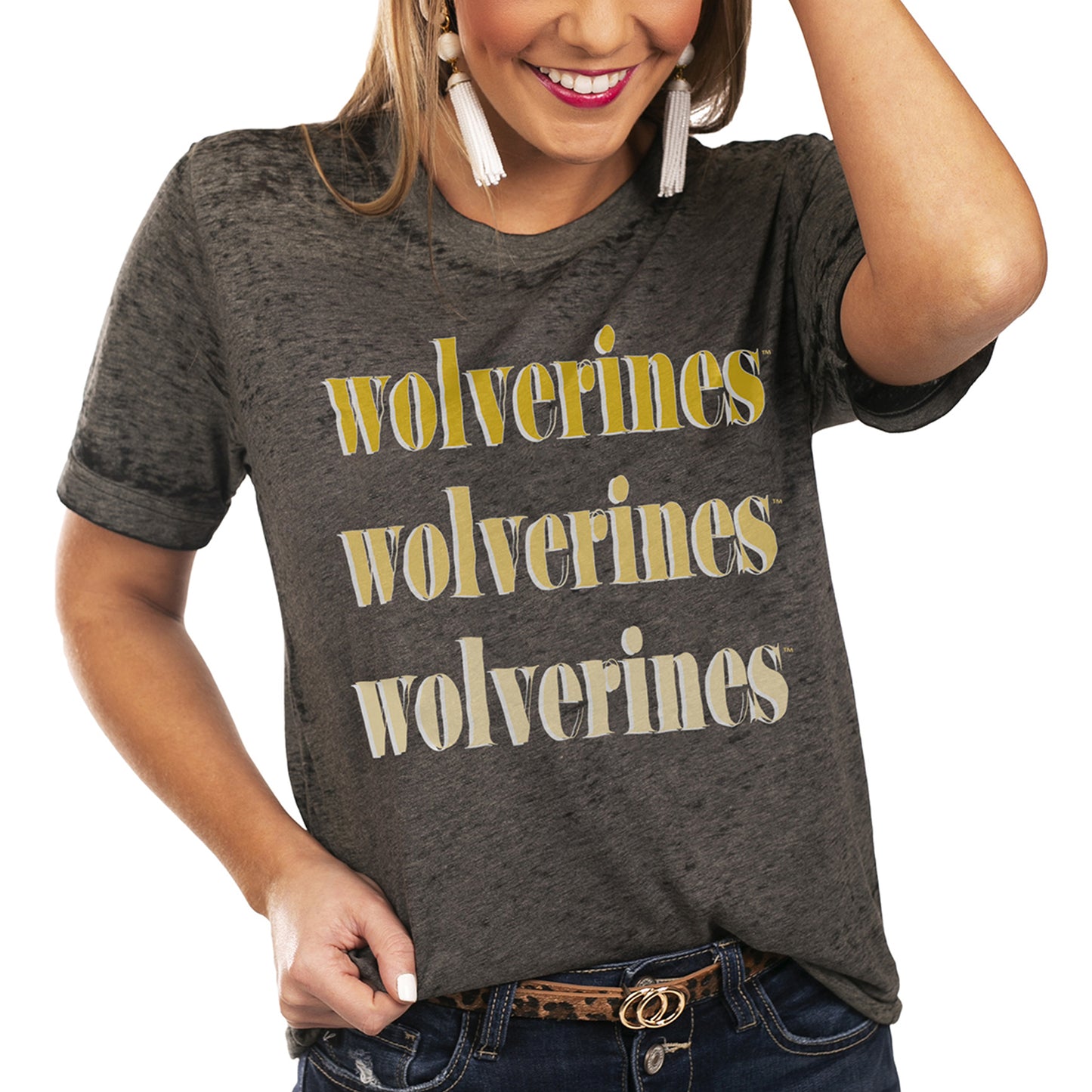 Women's Charcoal Michigan Wolverines Better Than Basic Gameday Boyfriend T-Shirt