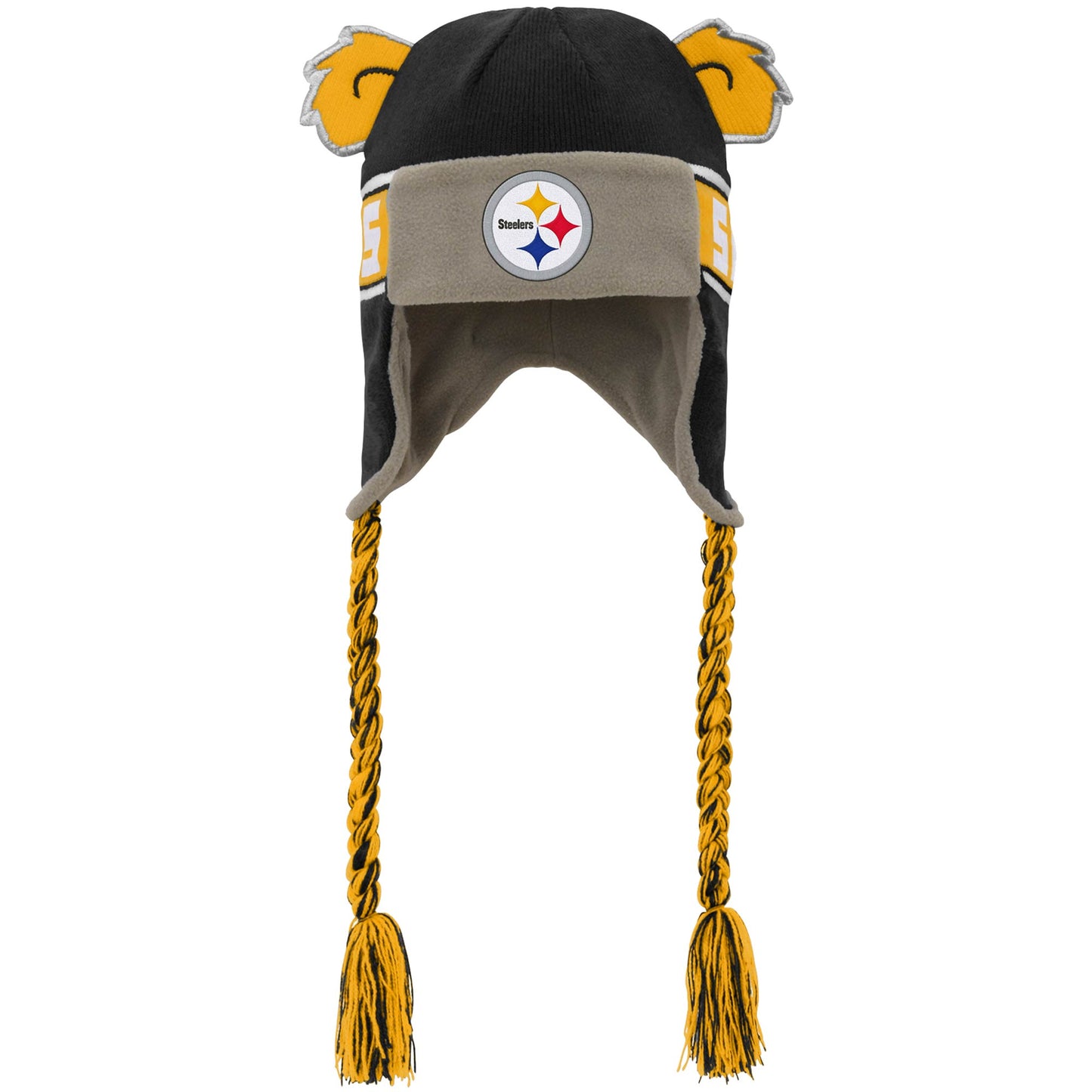 Preschool Black Pittsburgh Steelers Wordmark Ears Trooper Knit Hat