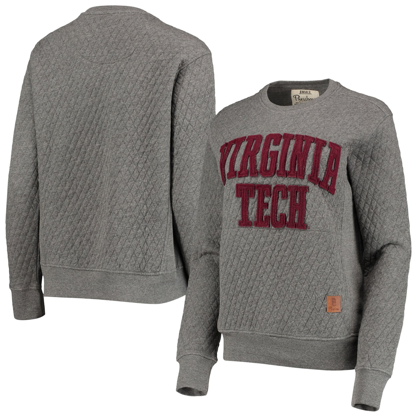 Women's Pressbox Heather Charcoal Virginia Tech Hokies Moose Quilted Pullover Sweatshirt