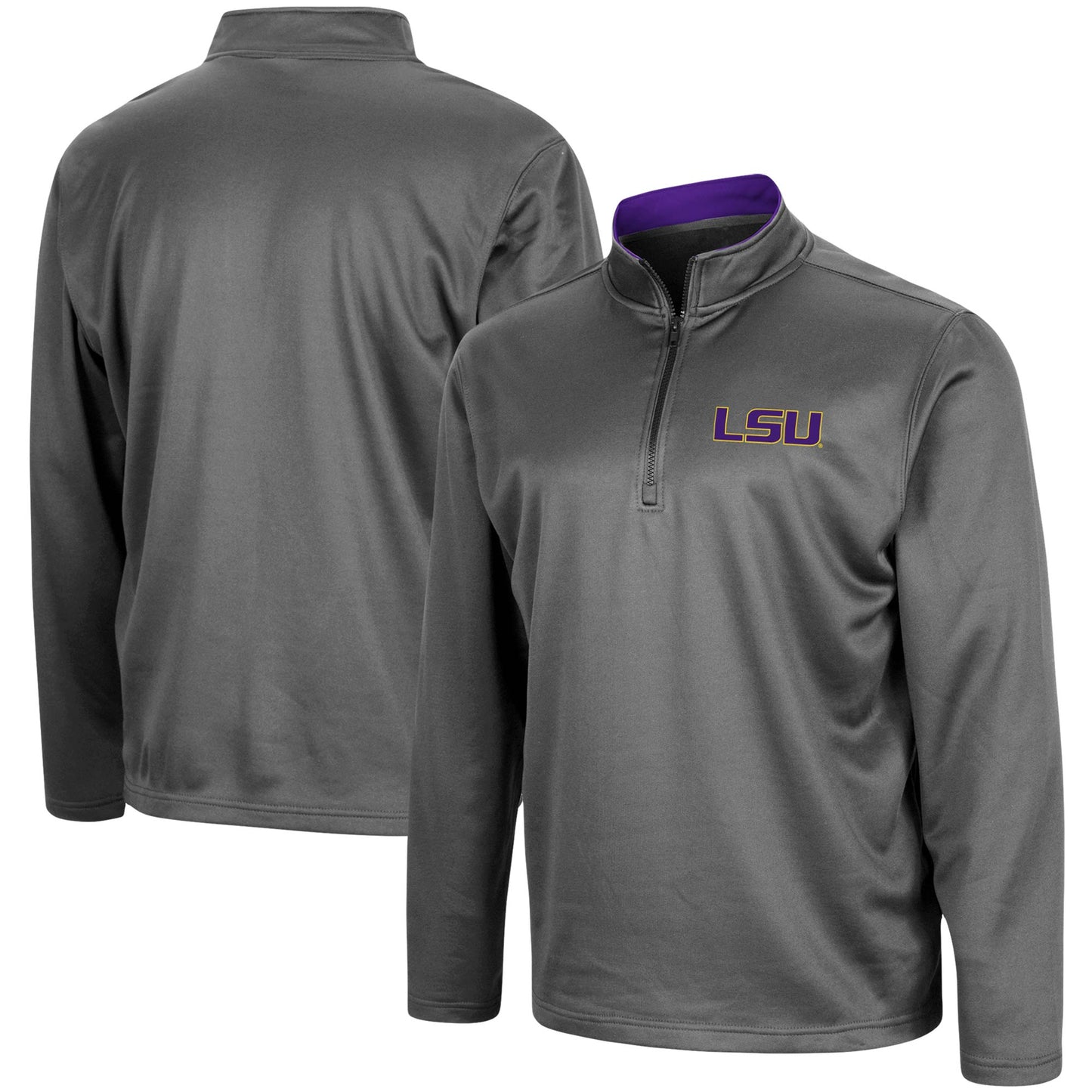 Men's Colosseum Charcoal LSU Tigers Big & Tall Fleece Quarter-Zip Jacket