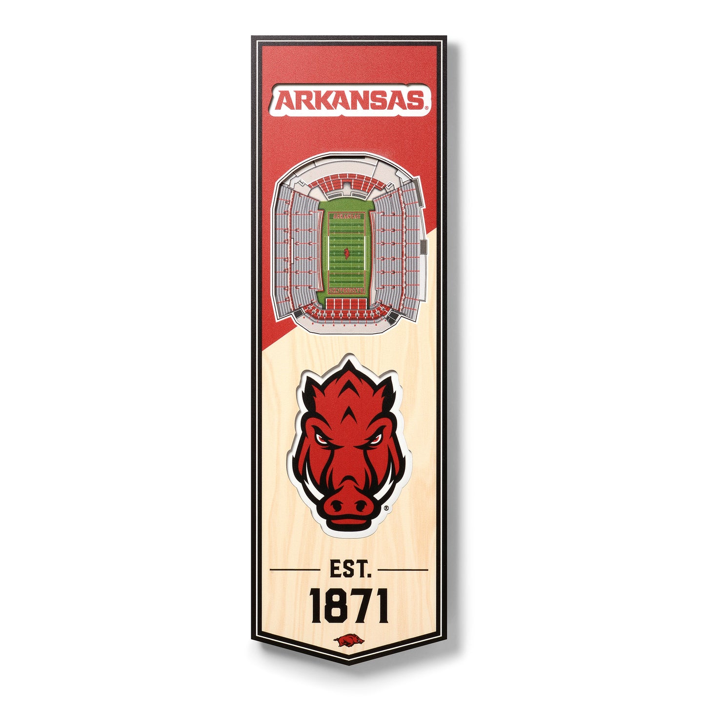 Arkansas Razorbacks 6'' x 19'' 3D StadiumView Banner