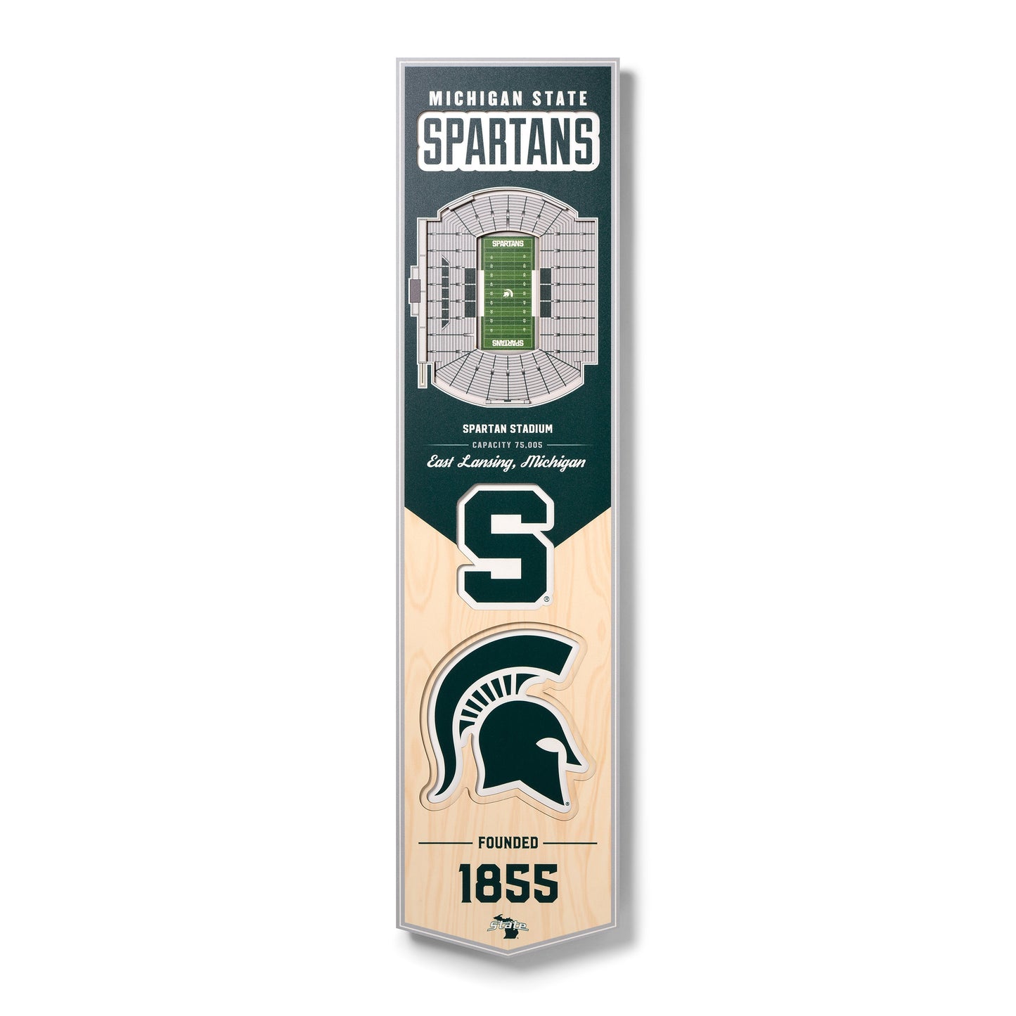 Michigan State Spartans 8'' x 32'' 3D StadiumView Banner