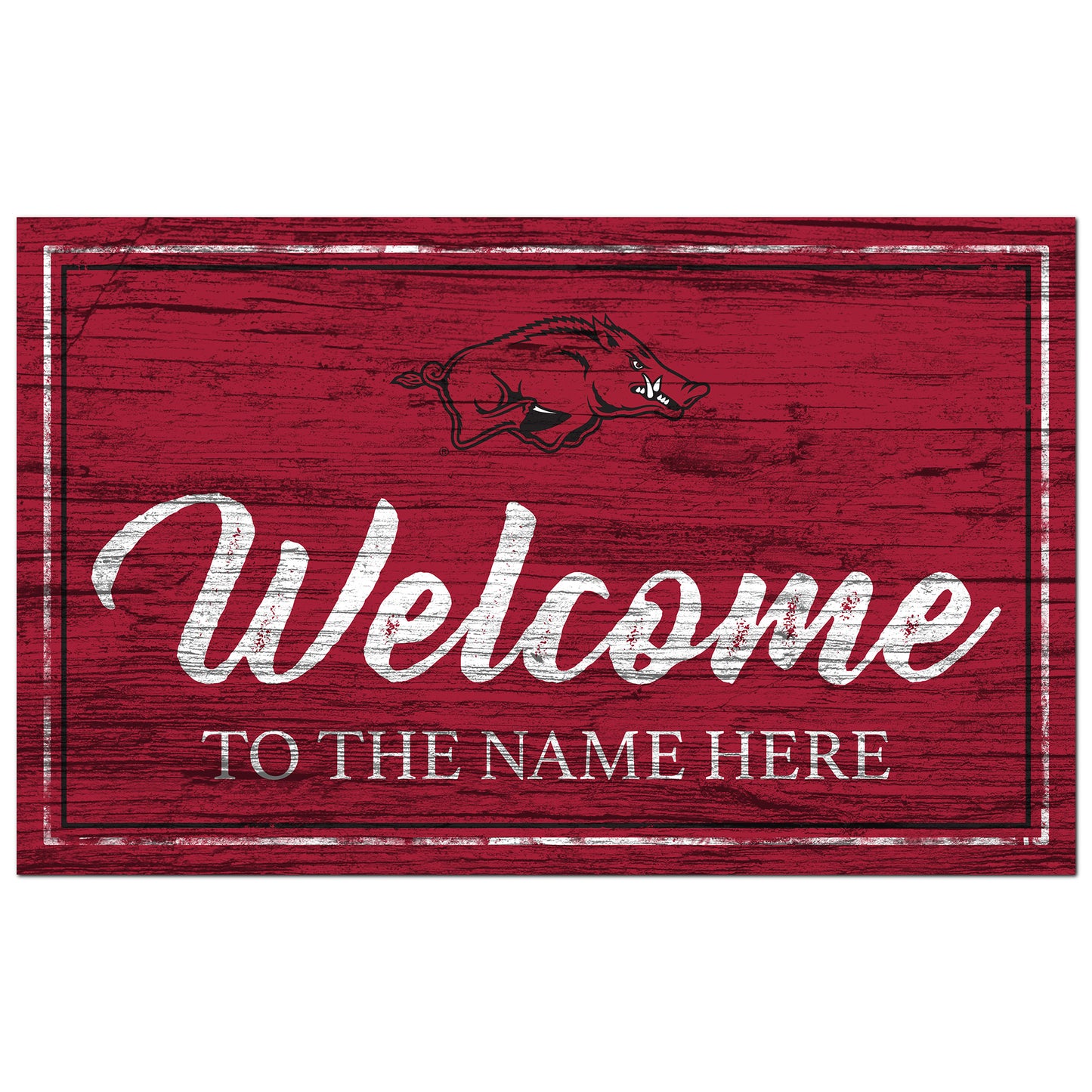 Arkansas Razorbacks 11" x 19" Personalized Team Color Welcome Sign