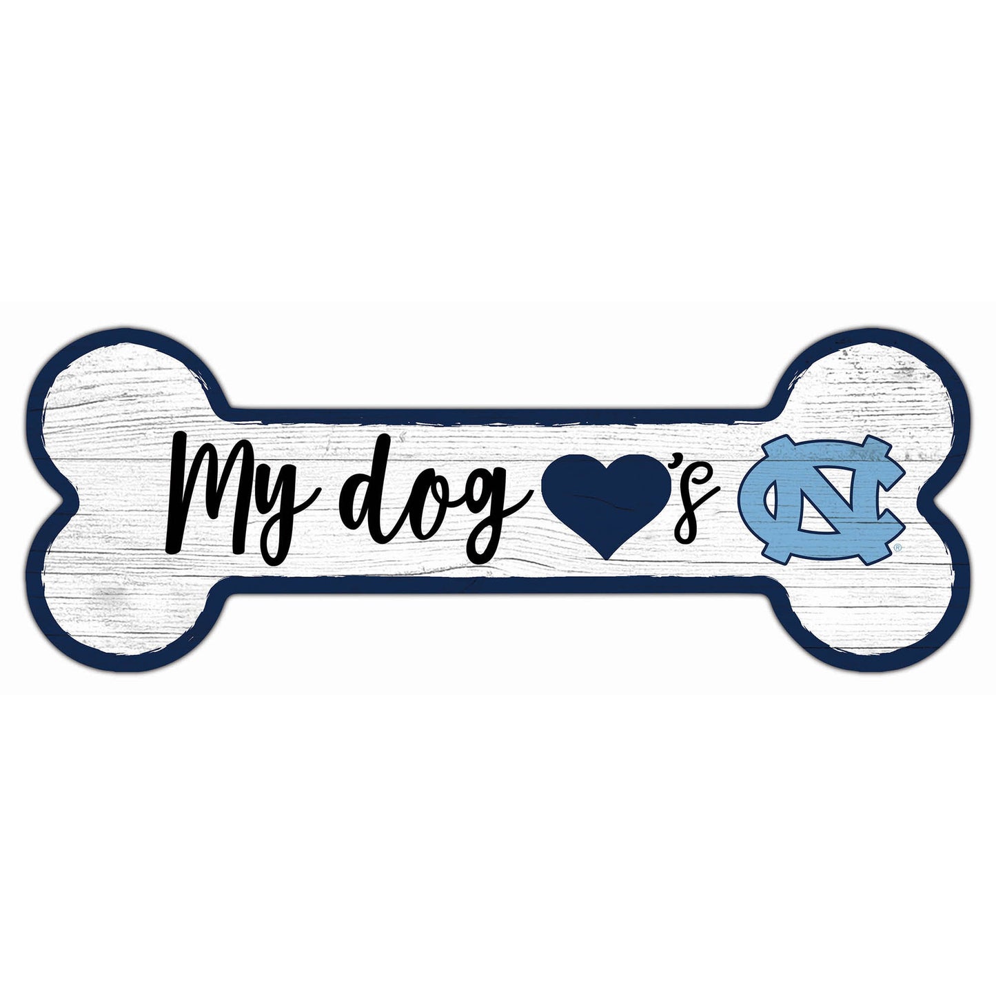 North Carolina Tar Heels 6" x 12" Team Dog Bone Sign