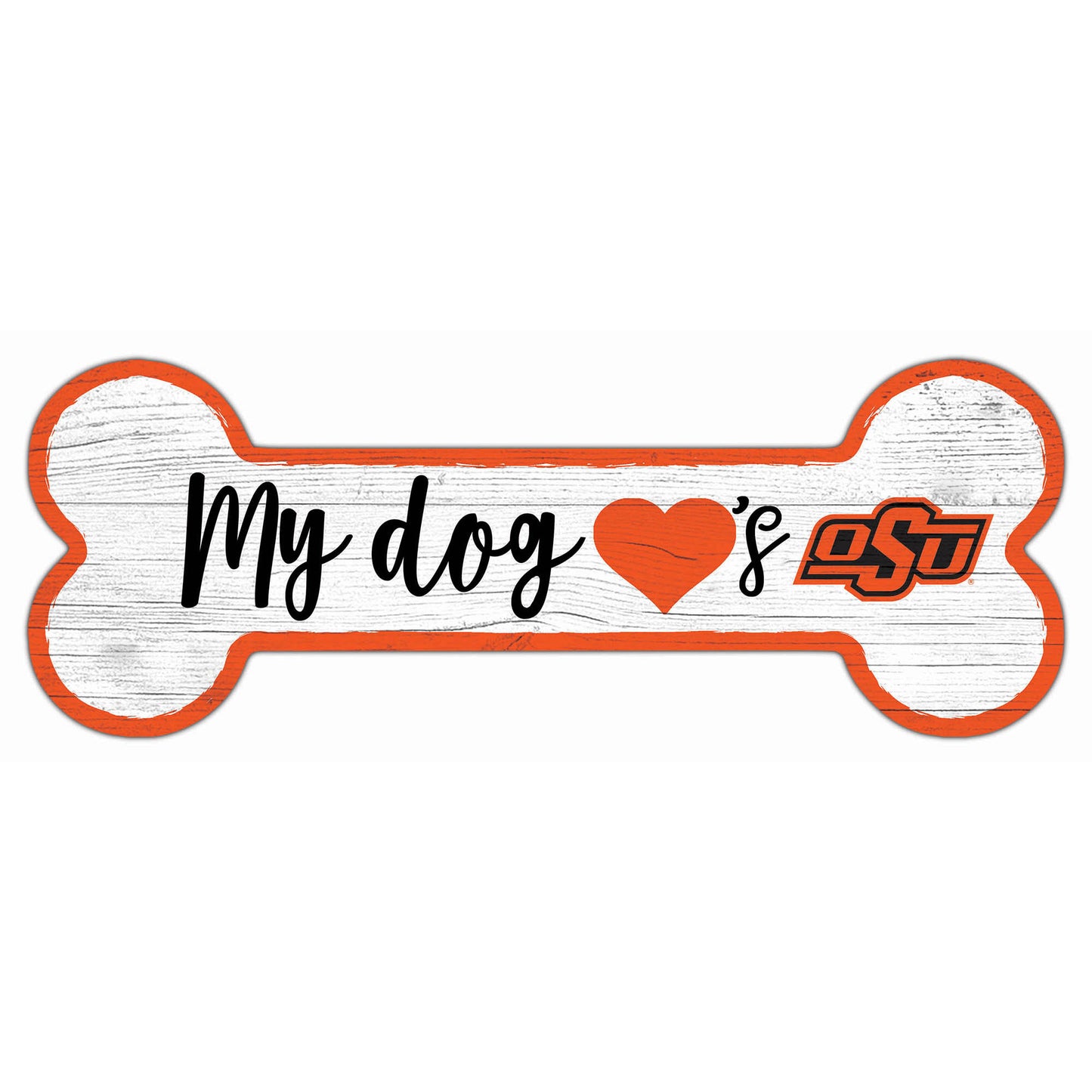 Oklahoma State Cowboys 6" x 12" Team Dog Bone Sign