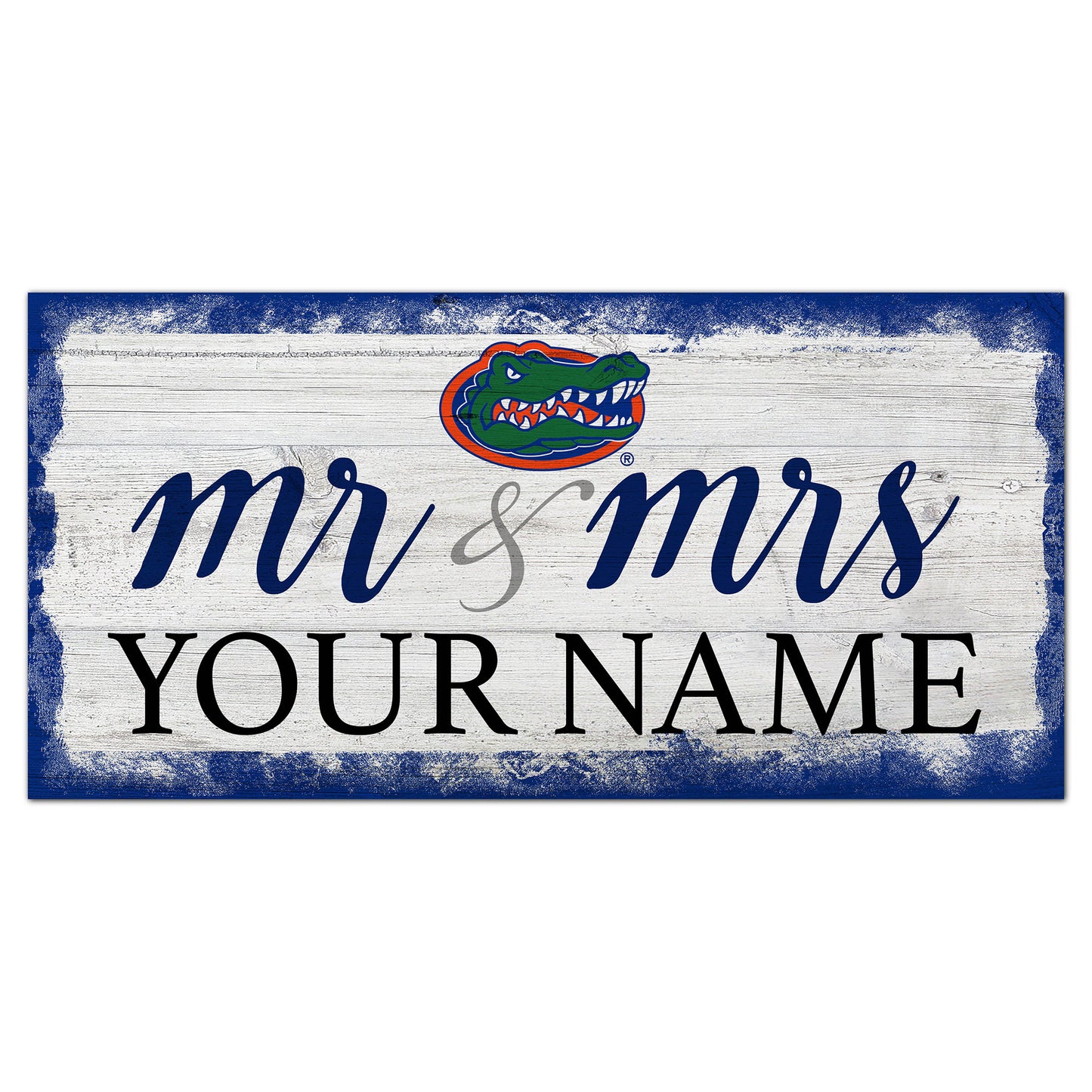 Florida Gators 6" x 12" Personalized Mr. & Mrs. Script Sign