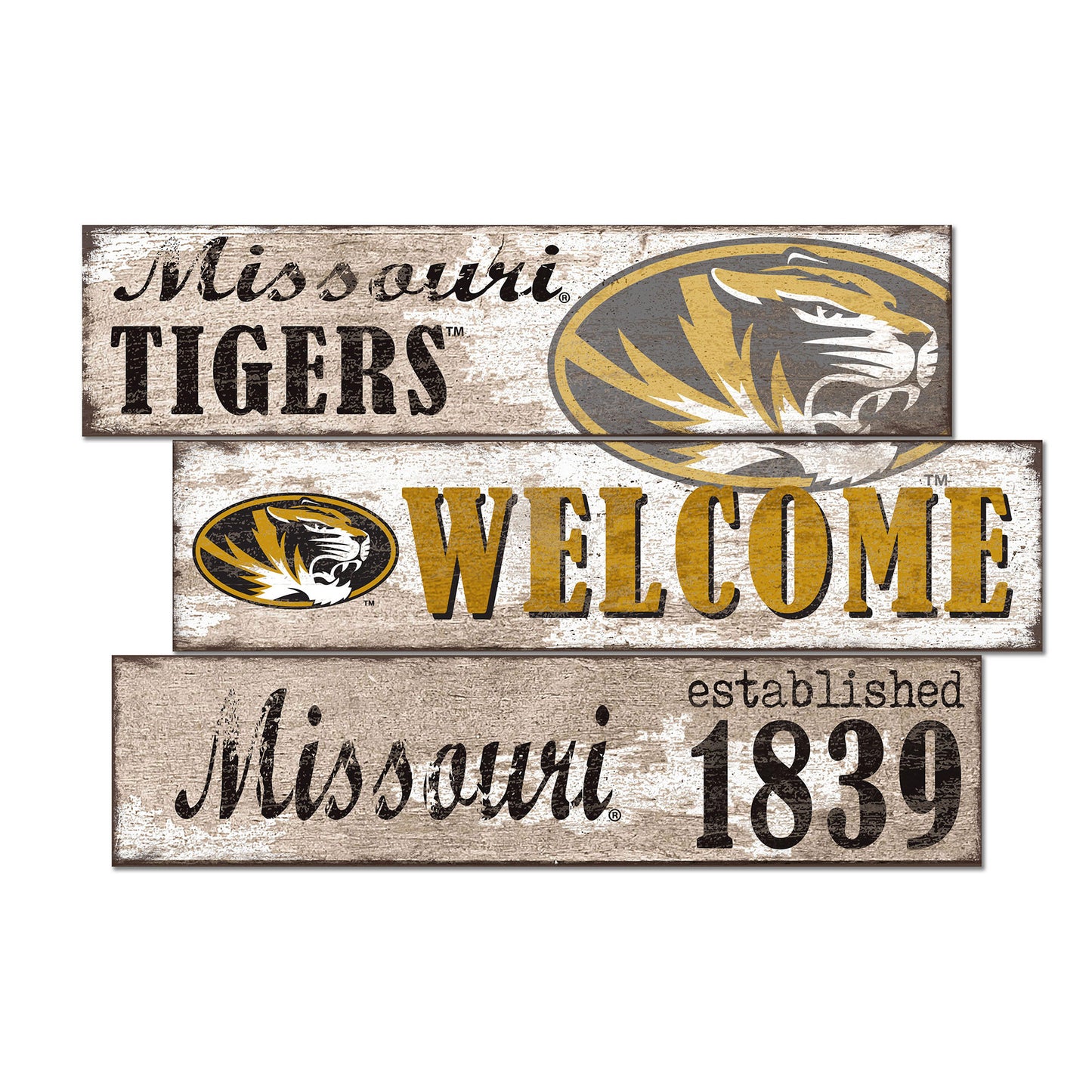 Missouri Tigers 24" 3-Plank Welcome Sign