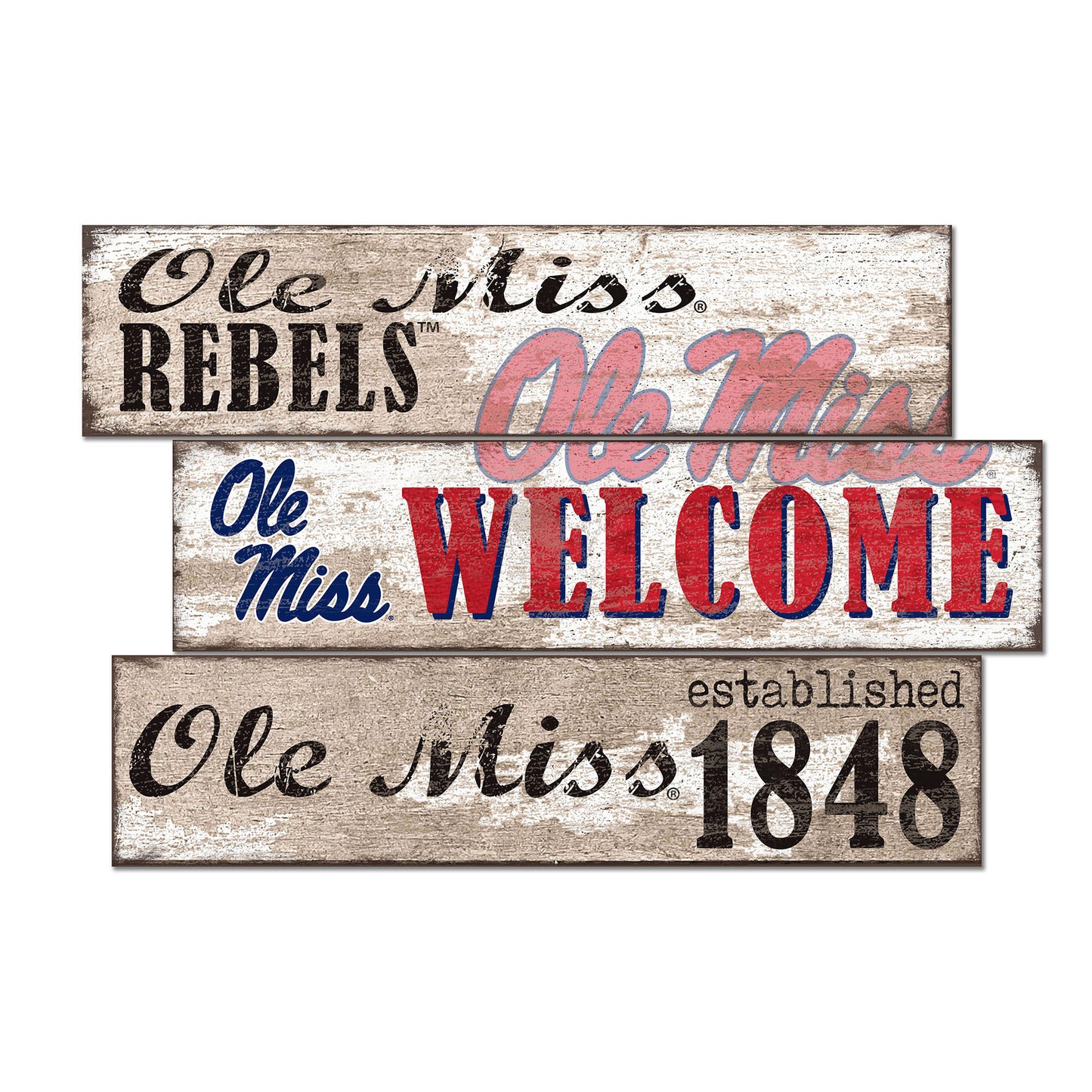 Ole Miss Rebels 24" 3-Plank Welcome Sign