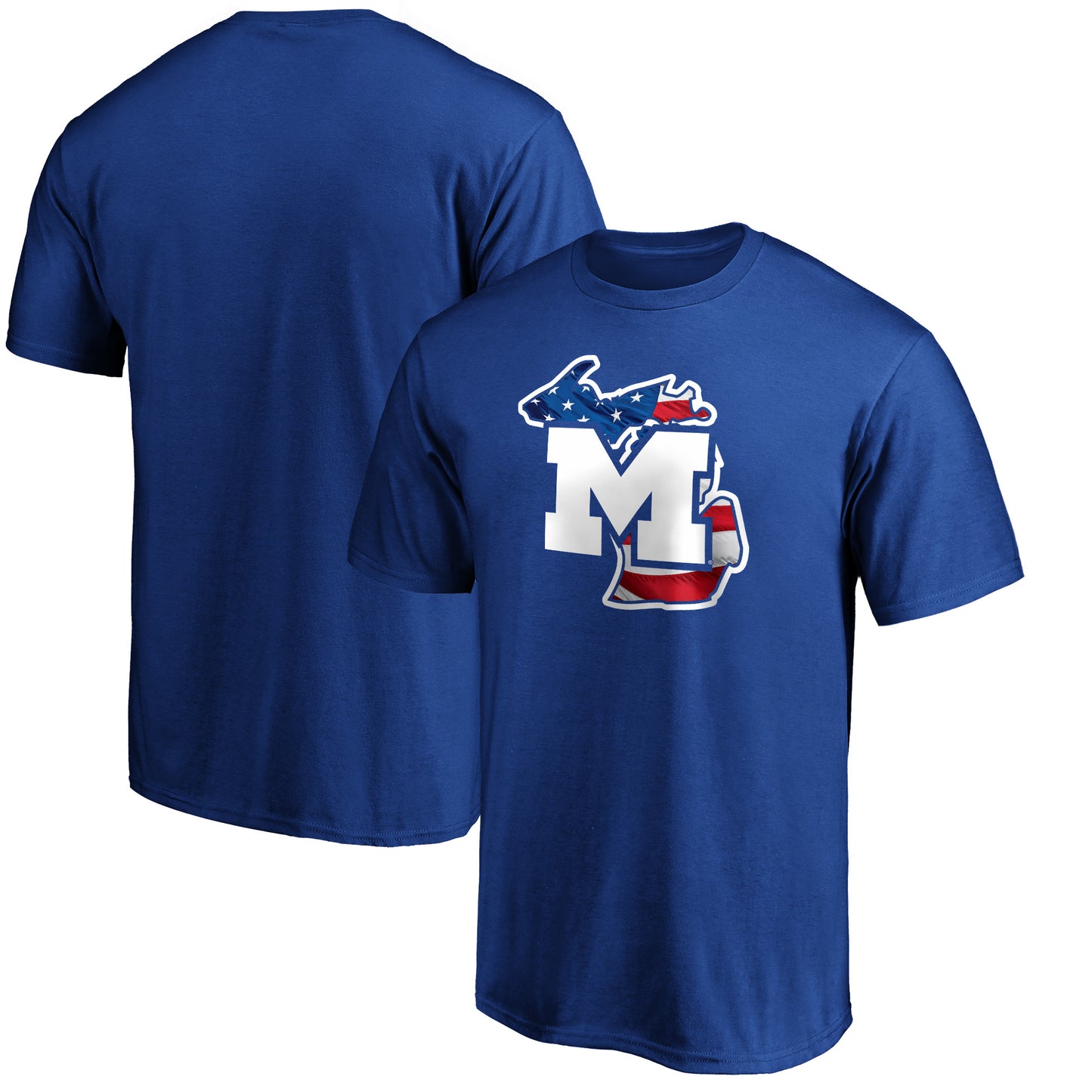 Men's Royal Michigan Wolverines Banner State T-Shirt