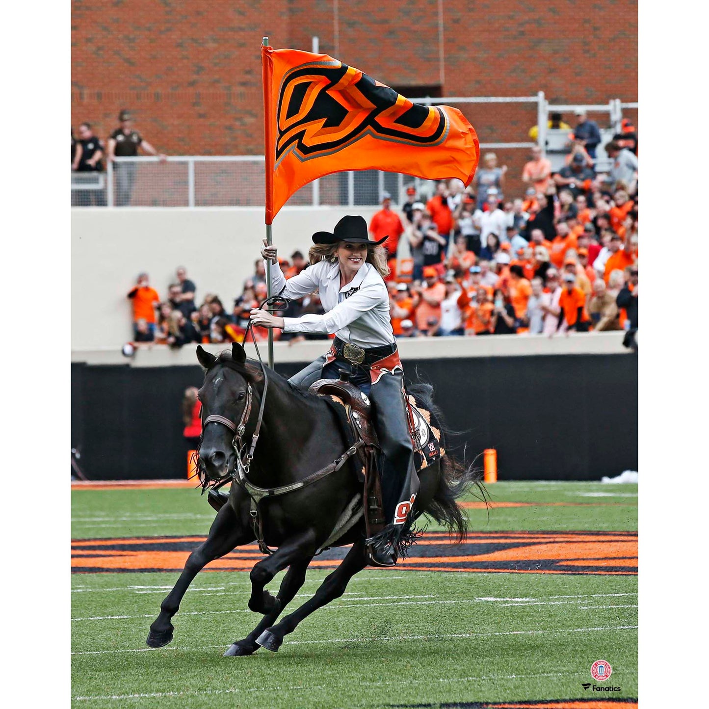 Oklahoma State Cowboys Unsigned Bullet and the Spirit Rider Touchdown Celebration Photograph