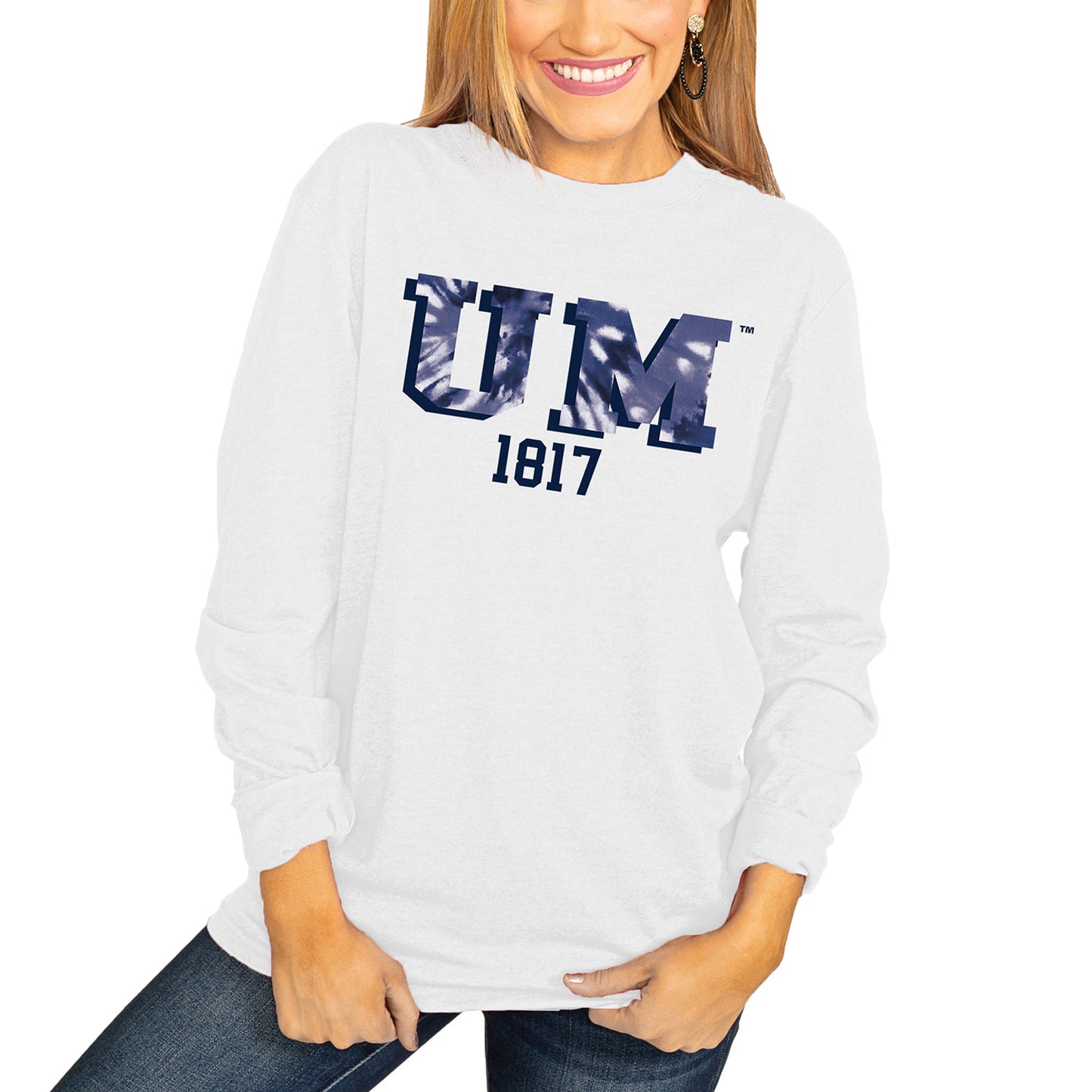 Women's White Michigan Wolverines No Time to Tie Dye Long Sleeve T-Shirt