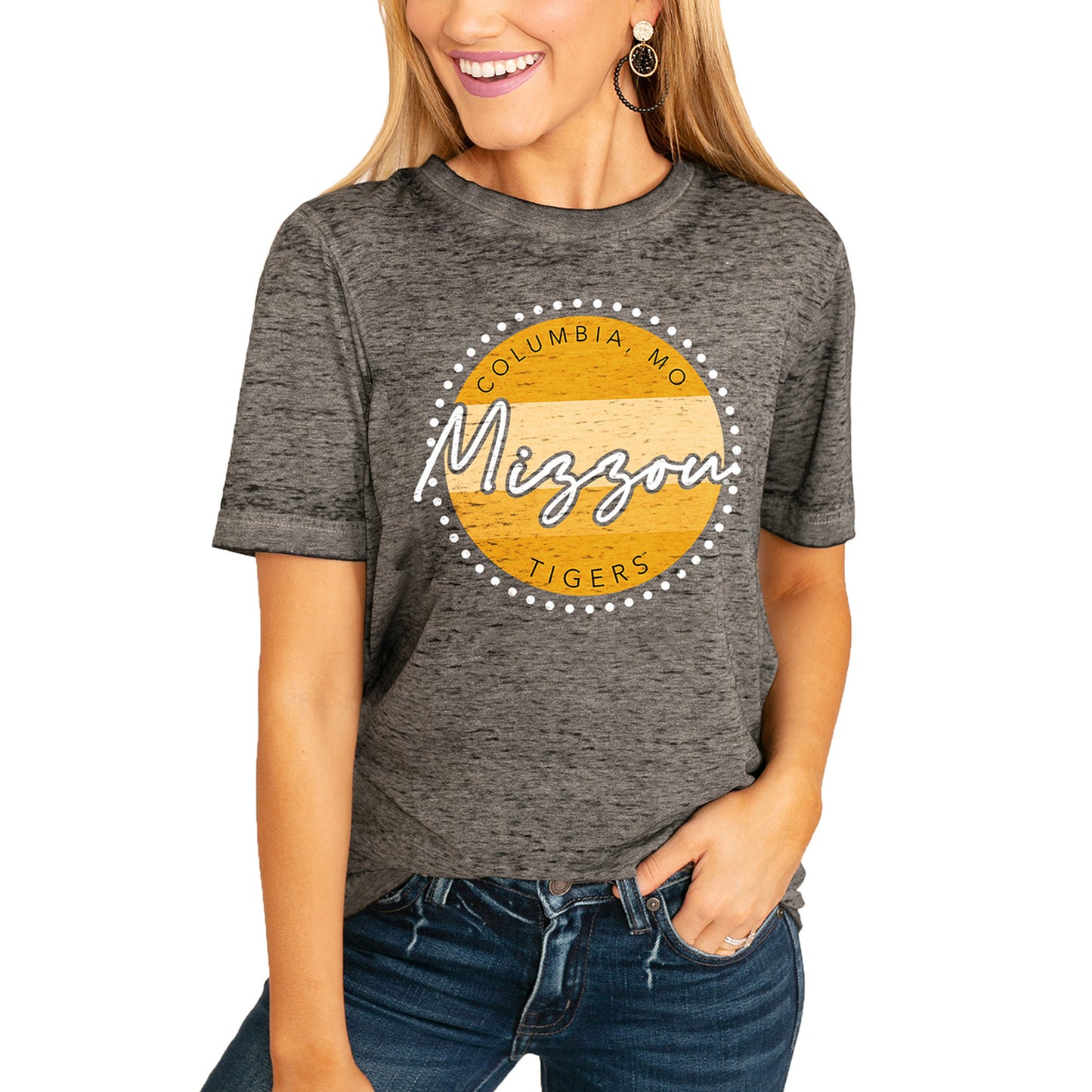 Women's Charcoal Missouri Tigers Faded & Free Boyfriend T-Shirt