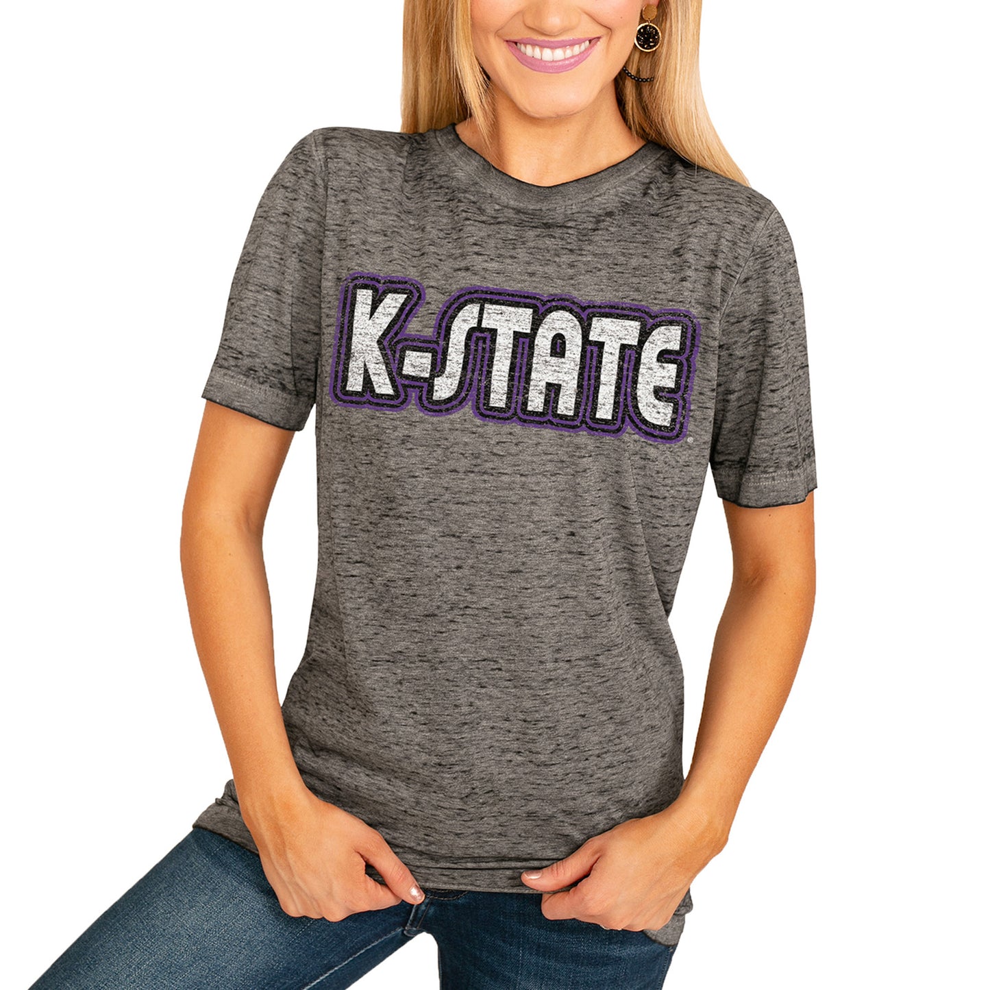 Women's Charcoal Kansas State Wildcats It's A Win Boyfriend T-Shirt