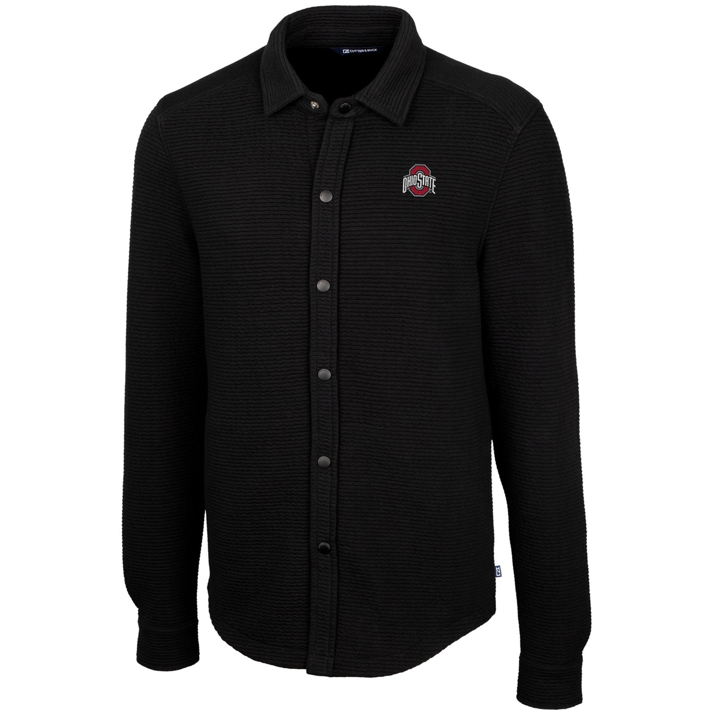 Men's Cutter & Buck Black Ohio State Buckeyes Coastal Button-Up Shirt Jacket