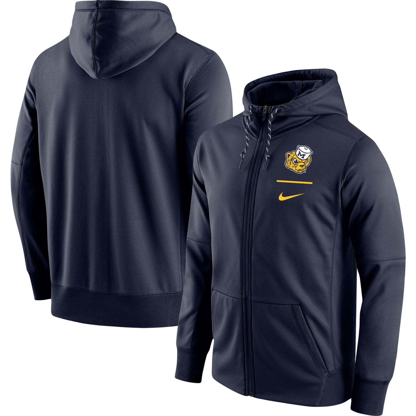 Men's Nike Navy Michigan Wolverines Throwback Logo Stack Performance Full-Zip Hoodie
