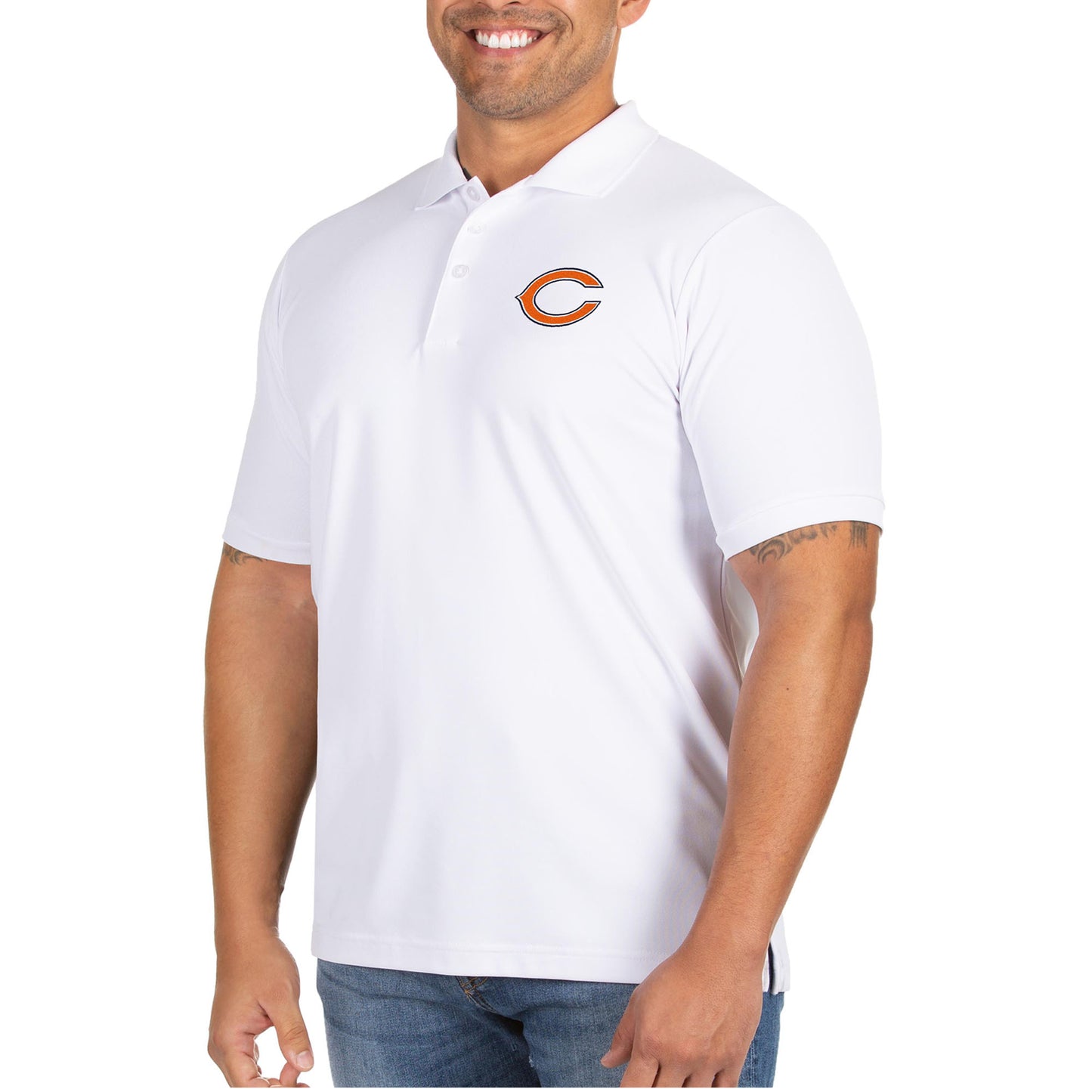 Men's Antigua White Chicago Bears Big & Tall Legacy Pique Polo