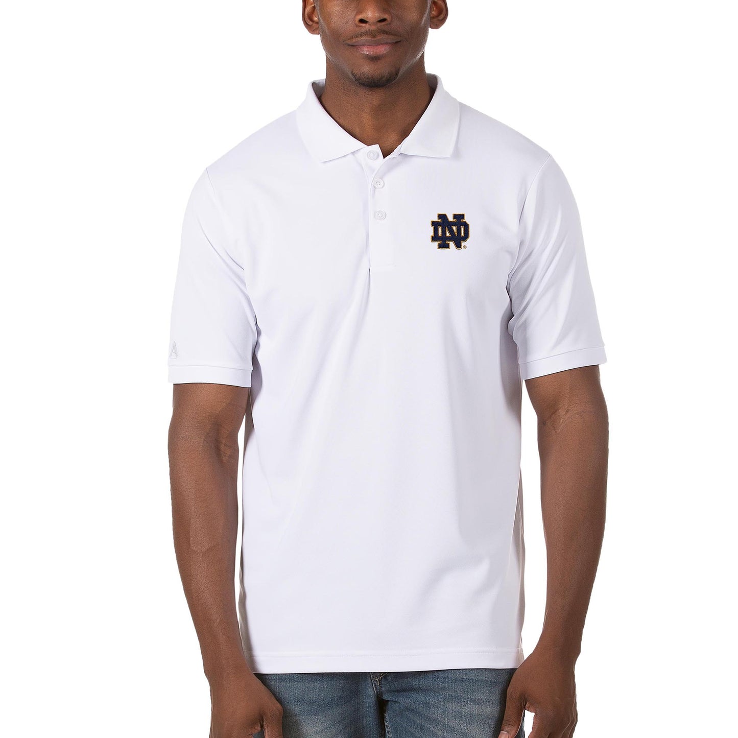 Men's Antigua White Notre Dame Fighting Irish Legacy Pique Polo