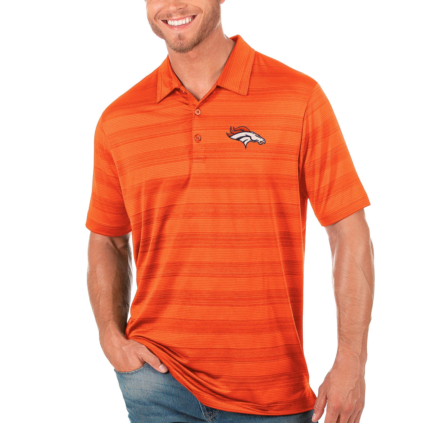 Men's Antigua Orange Denver Broncos Compass Polo
