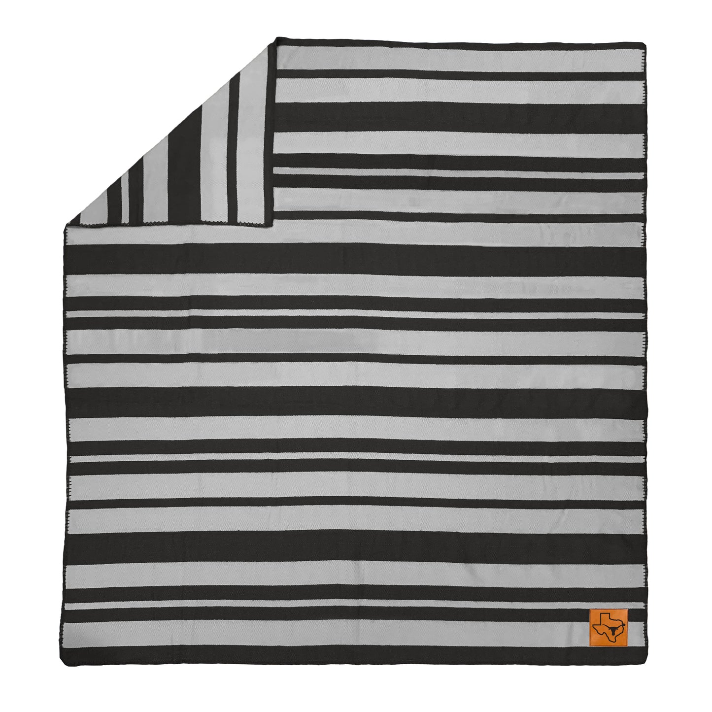 Texas Longhorns Acrylic Stripe Blanket with Faux Leather Logo Patch