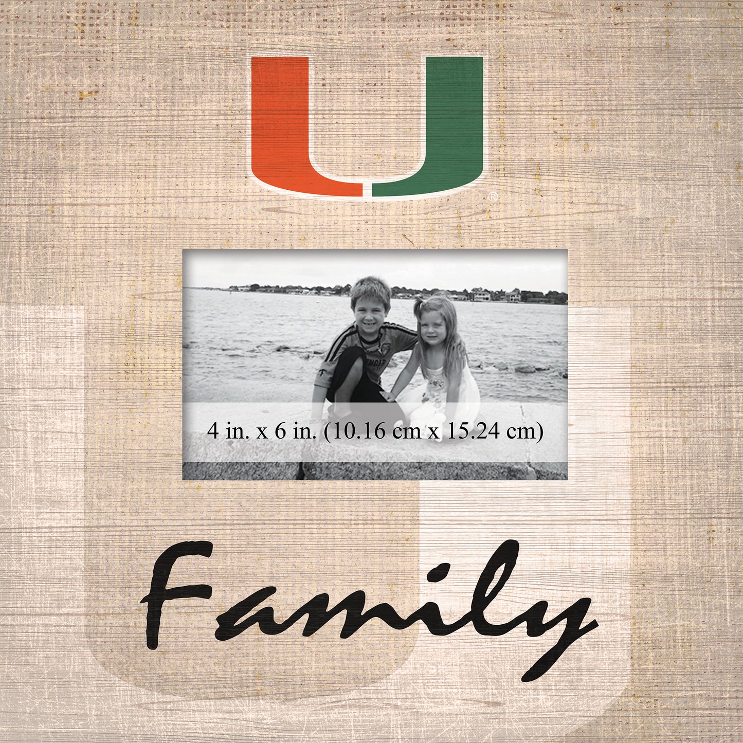 Miami Hurricanes 10'' x 10'' Burlap Pattern Frame
