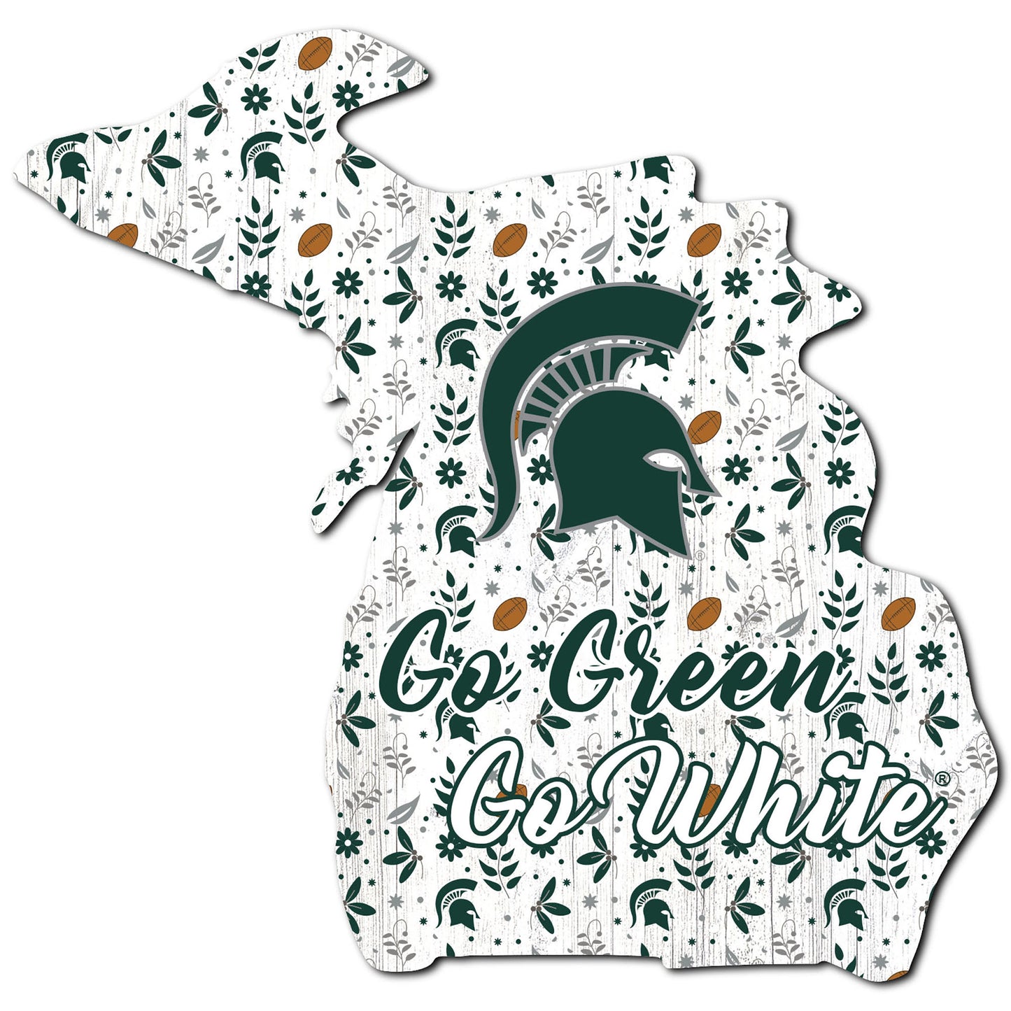 Michigan State Spartans 12'' Floral State Sign
