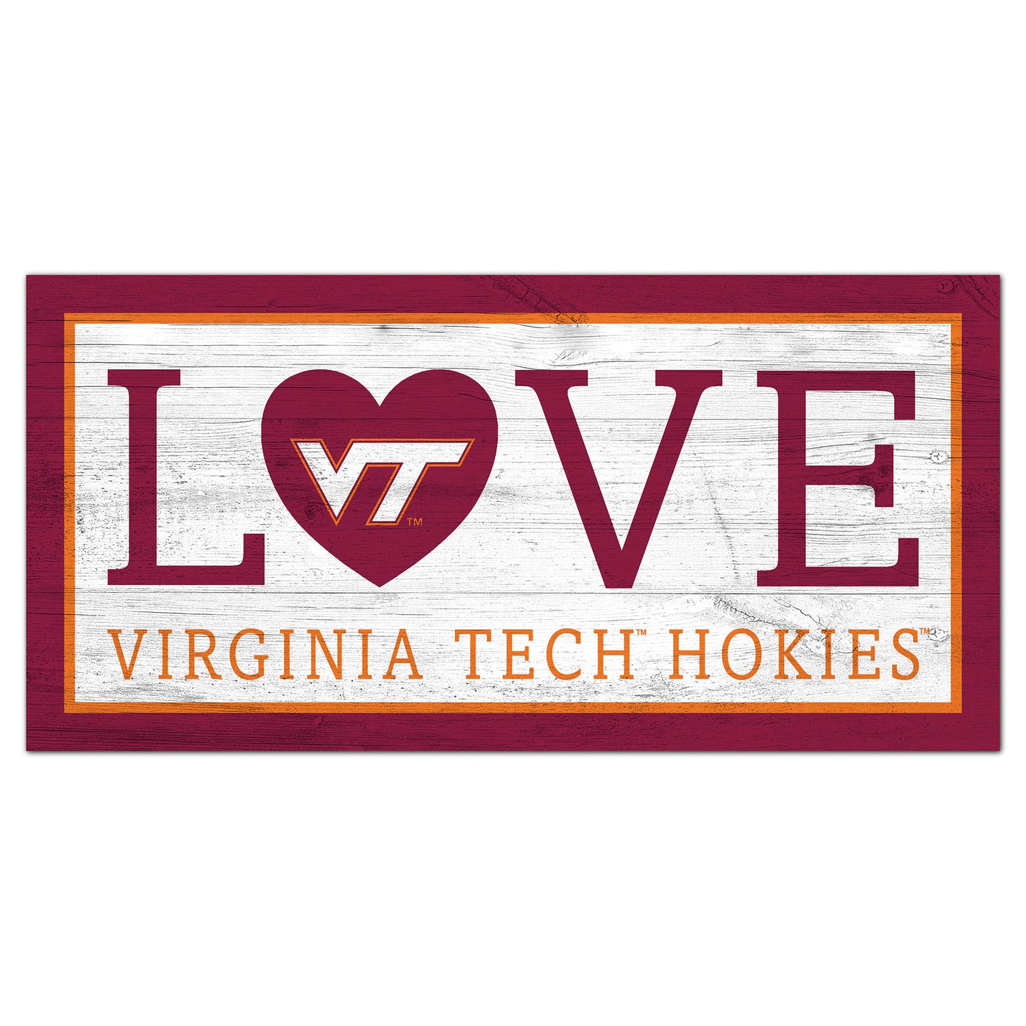 Virginia Tech Hokies 6'' x 12'' Team Love Sign