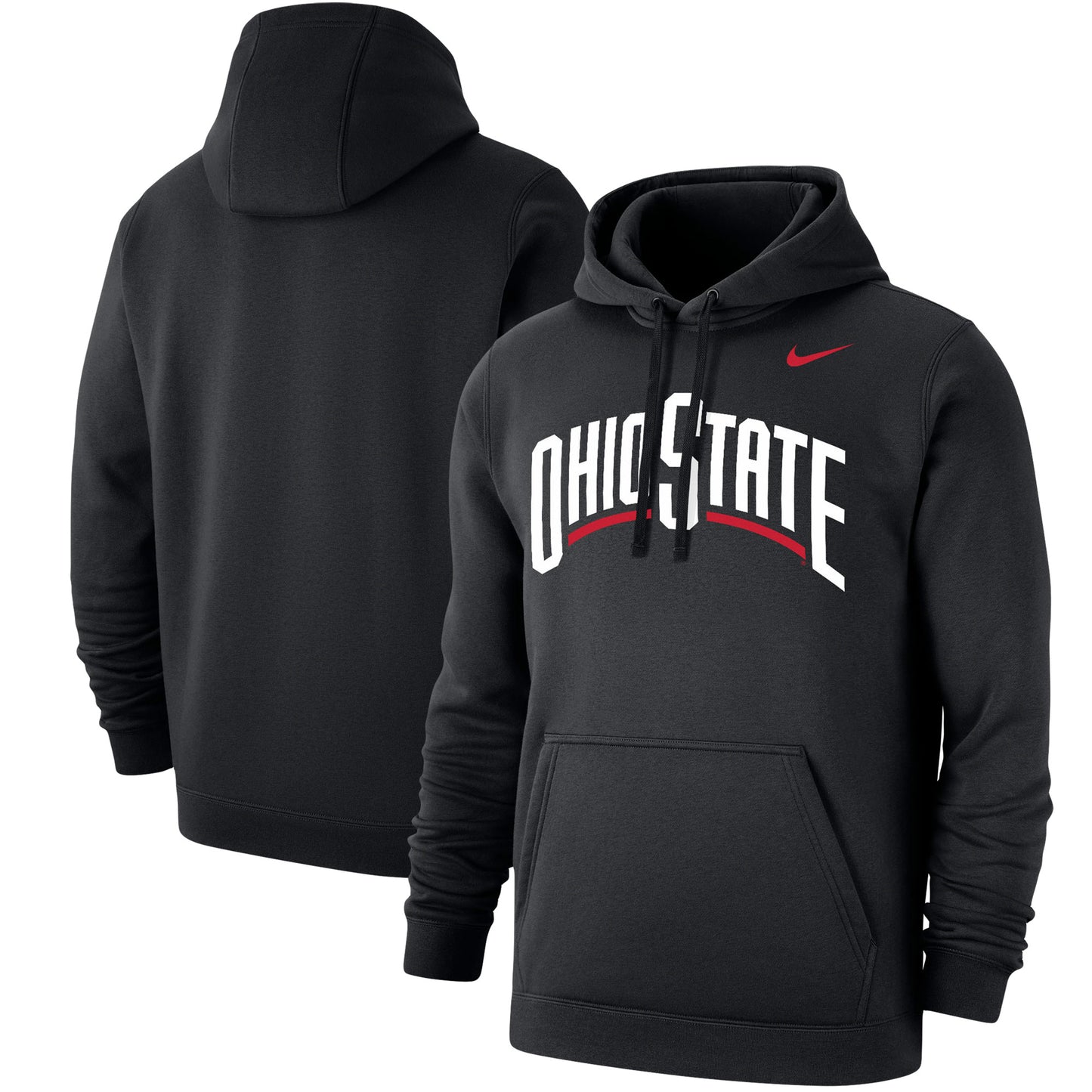 Men's Nike Black Ohio State Buckeyes Wordmark Logo Club Pullover Hoodie