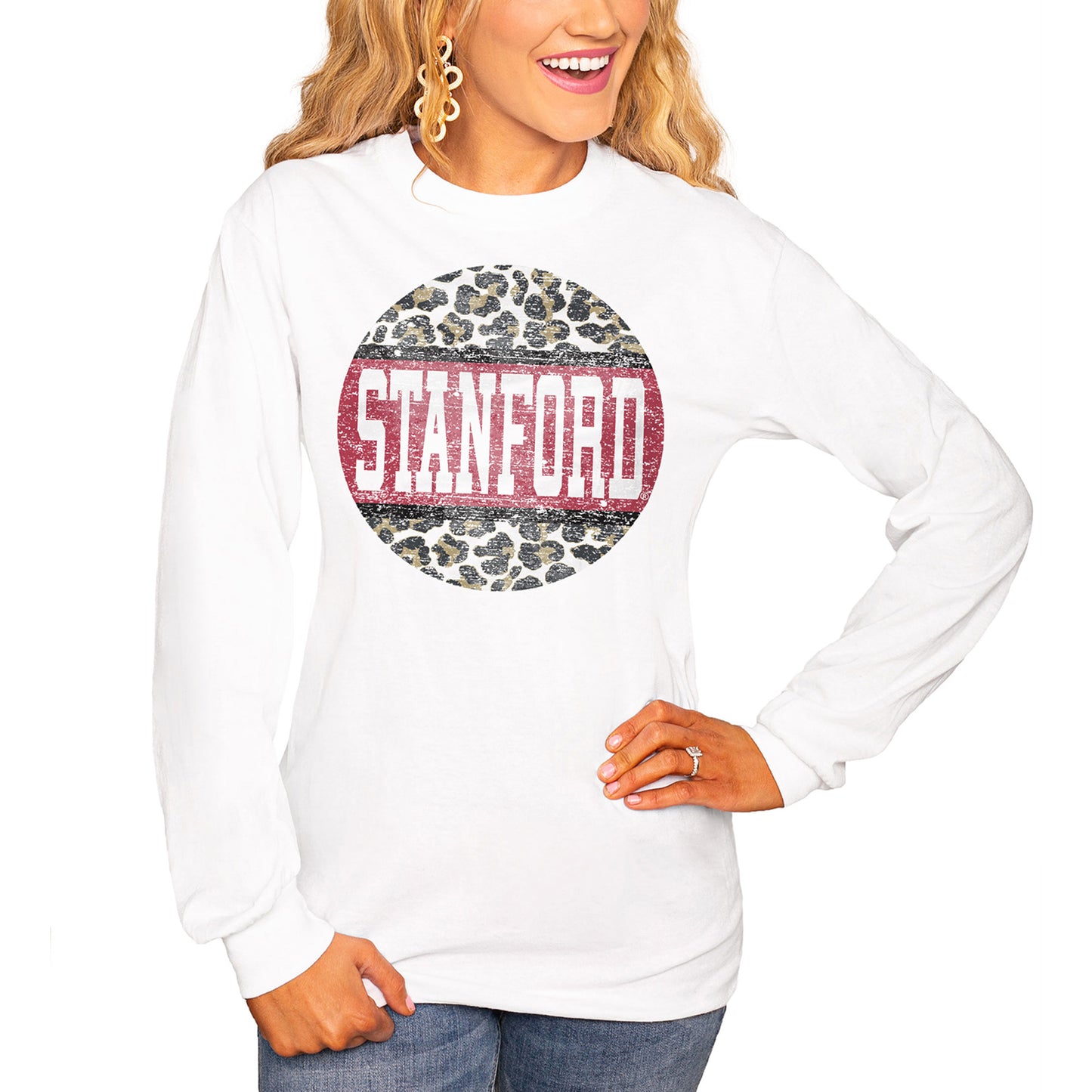 Women's White Stanford Cardinal Scoop & Score Long Sleeve T-Shirt