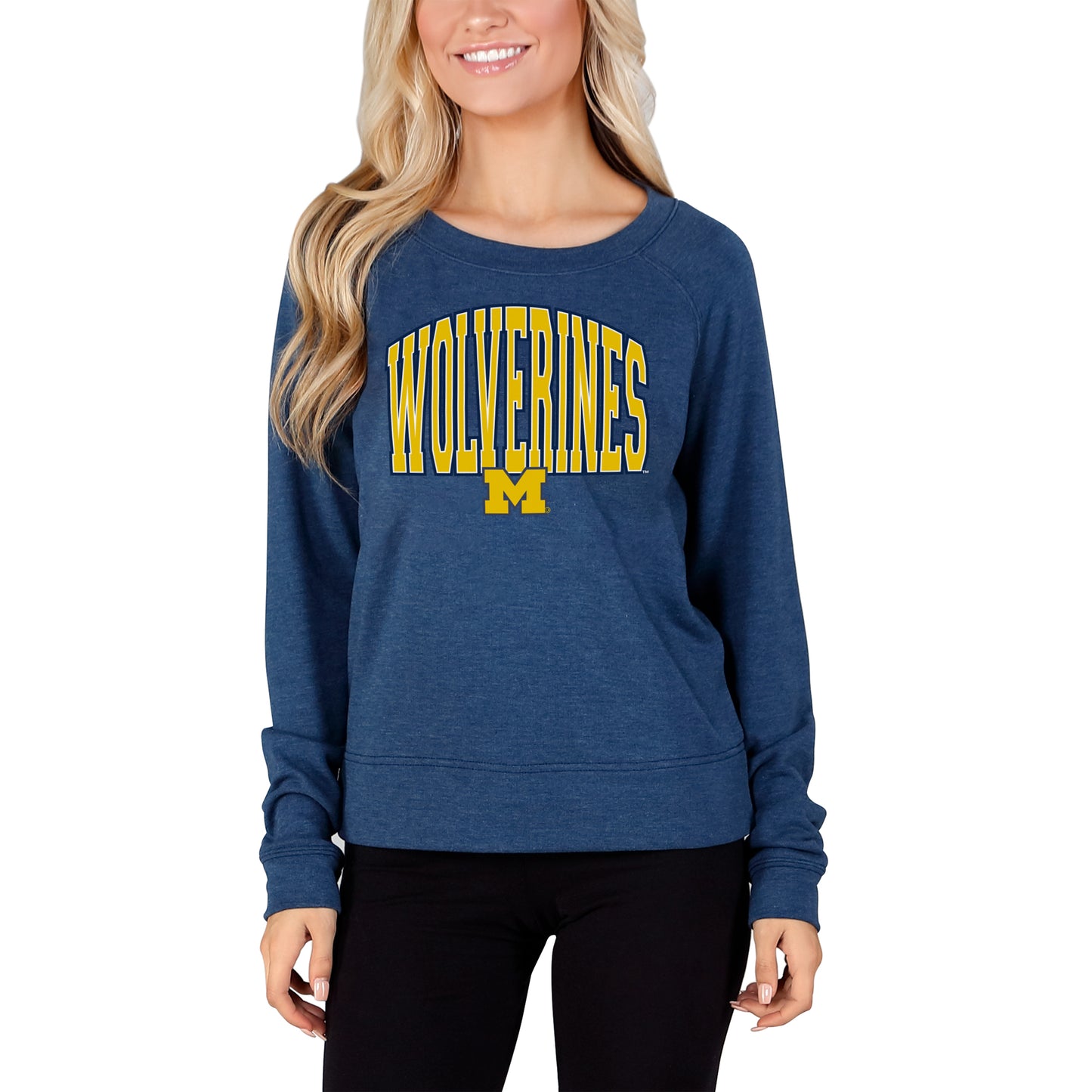 Women's Concepts Sport Navy Michigan Wolverines Mainstream Terry Long Sleeve T-Shirt