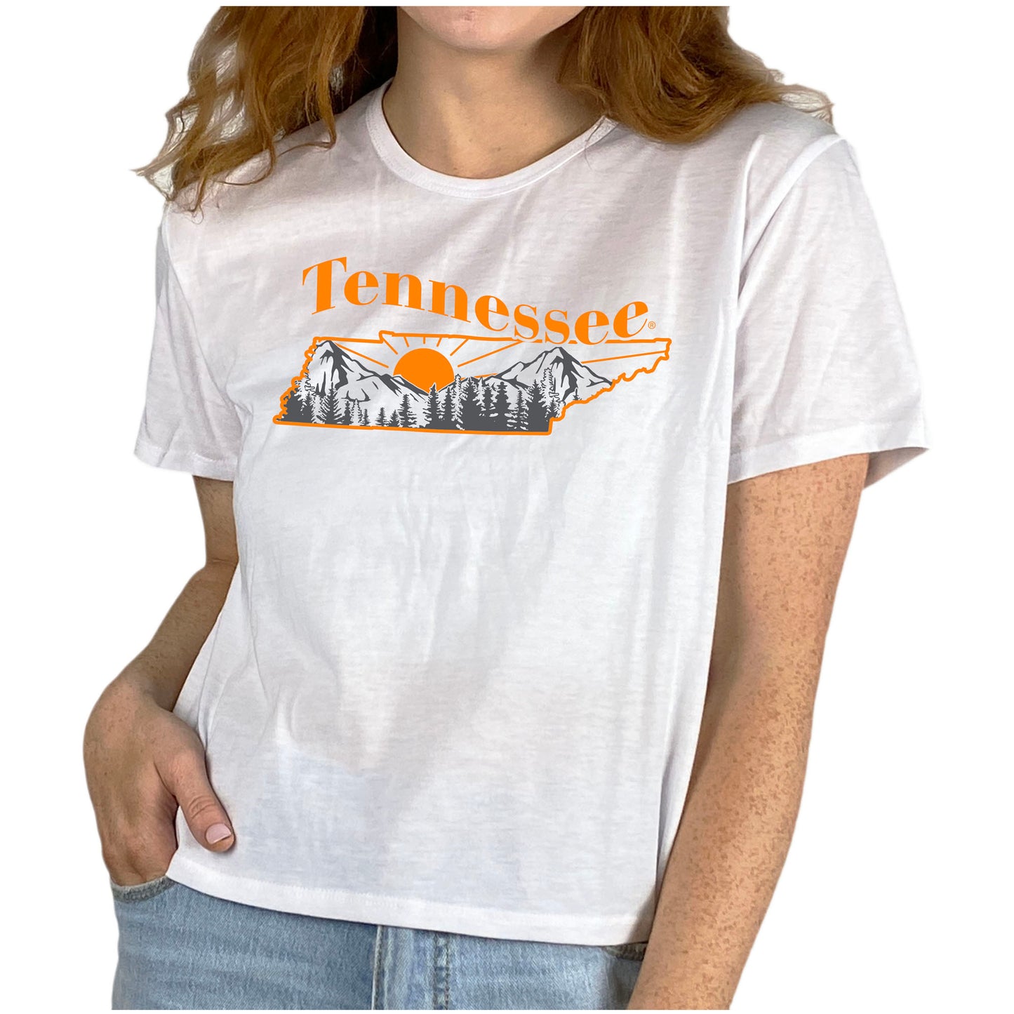 Women's ZooZatz White Tennessee Volunteers Scenic State Crop T-Shirt