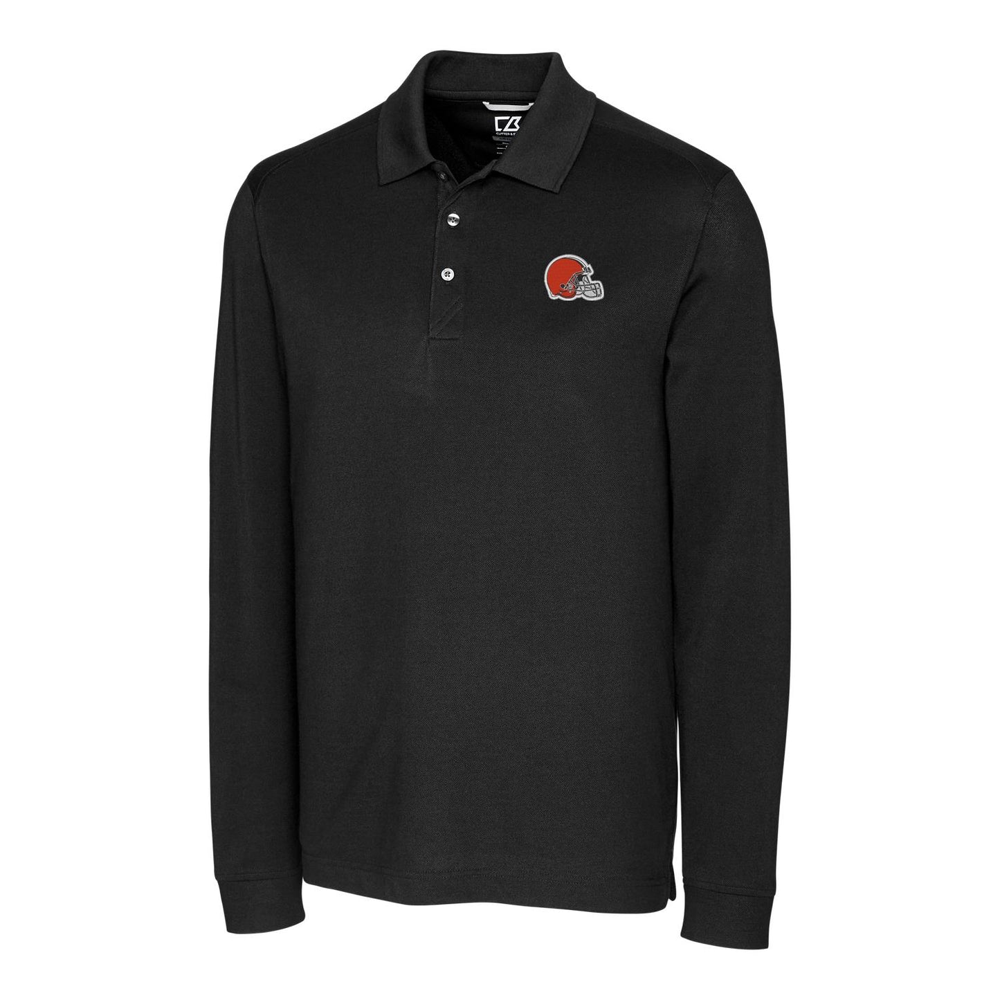 Men's Cutter & Buck Black Cleveland Browns Advantage Long Sleeve Polo