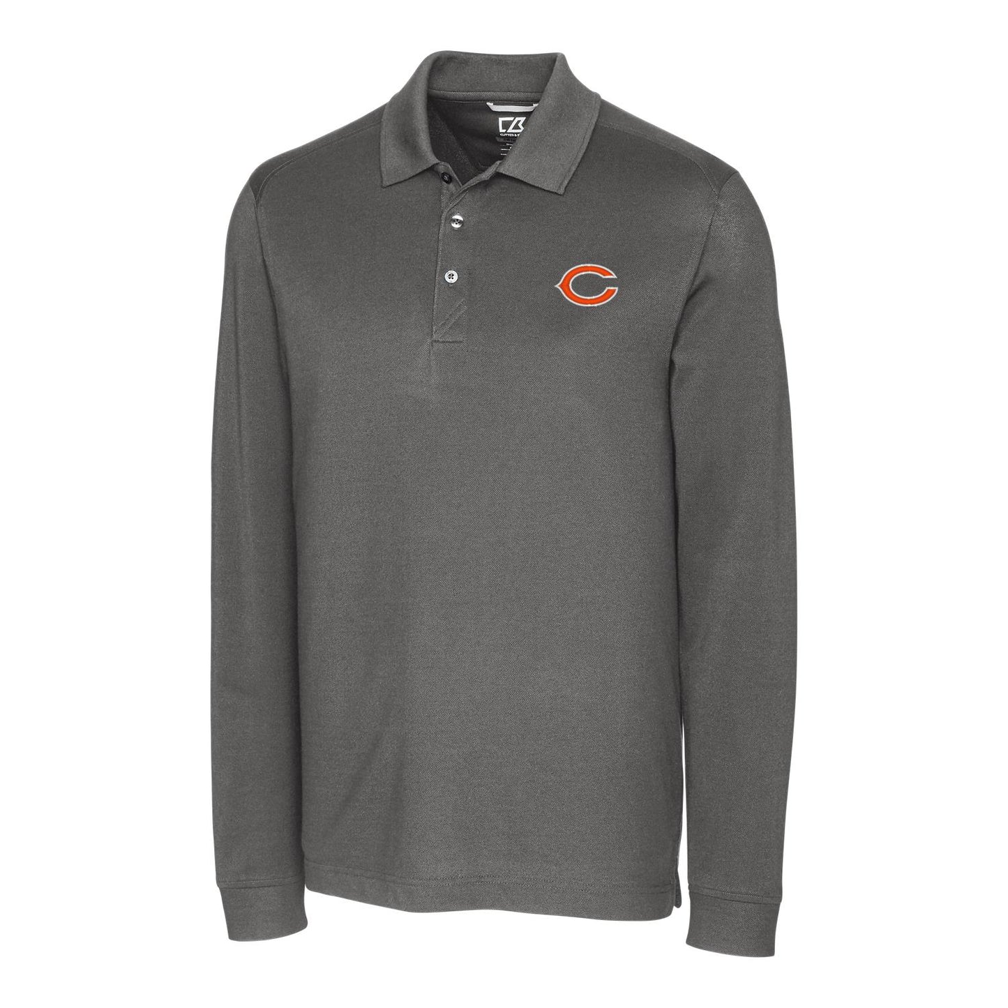 Men's Cutter & Buck Gray Chicago Bears Advantage Long Sleeve Polo