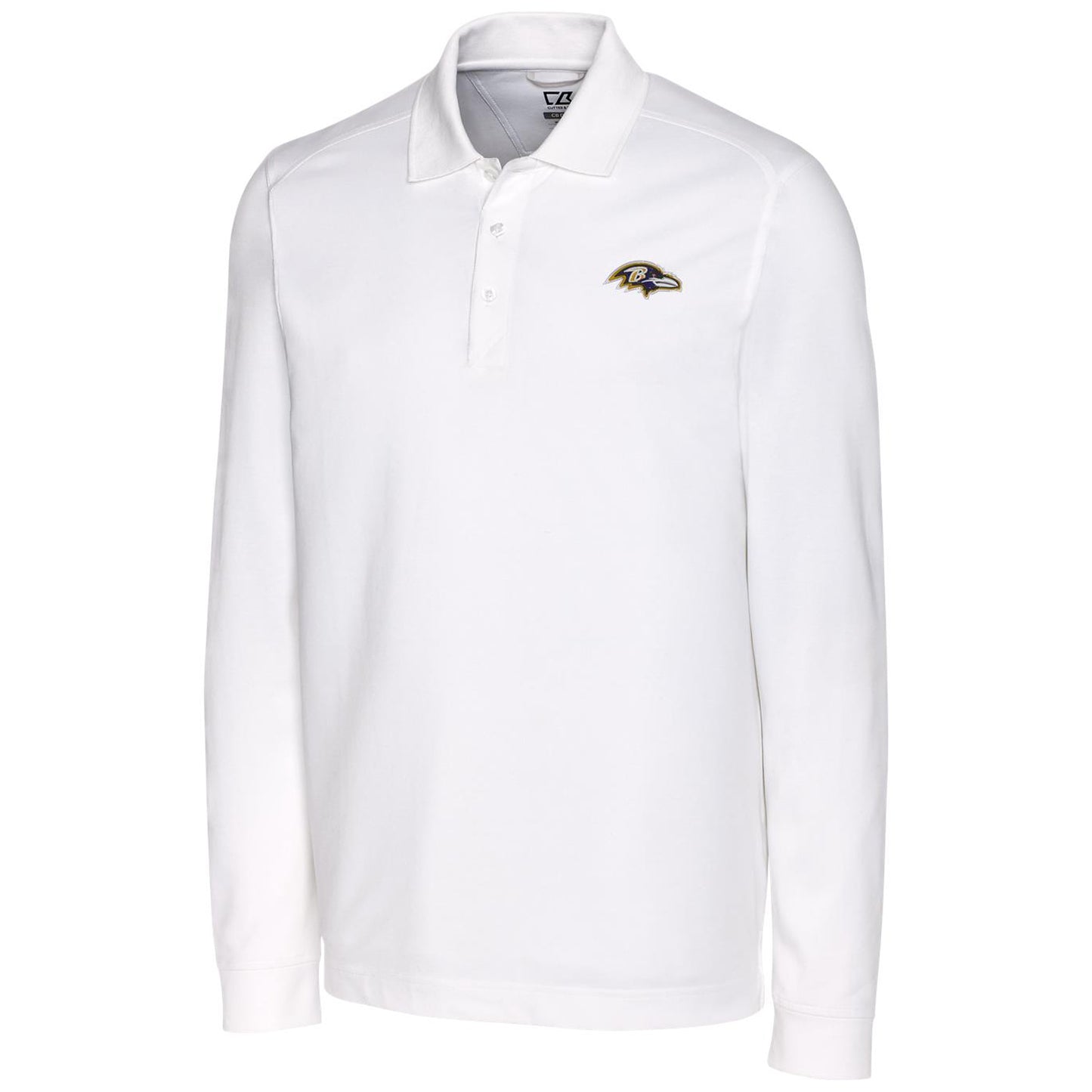 Men's Cutter & Buck White Baltimore Ravens Big & Tall Advantage Long Sleeve Polo