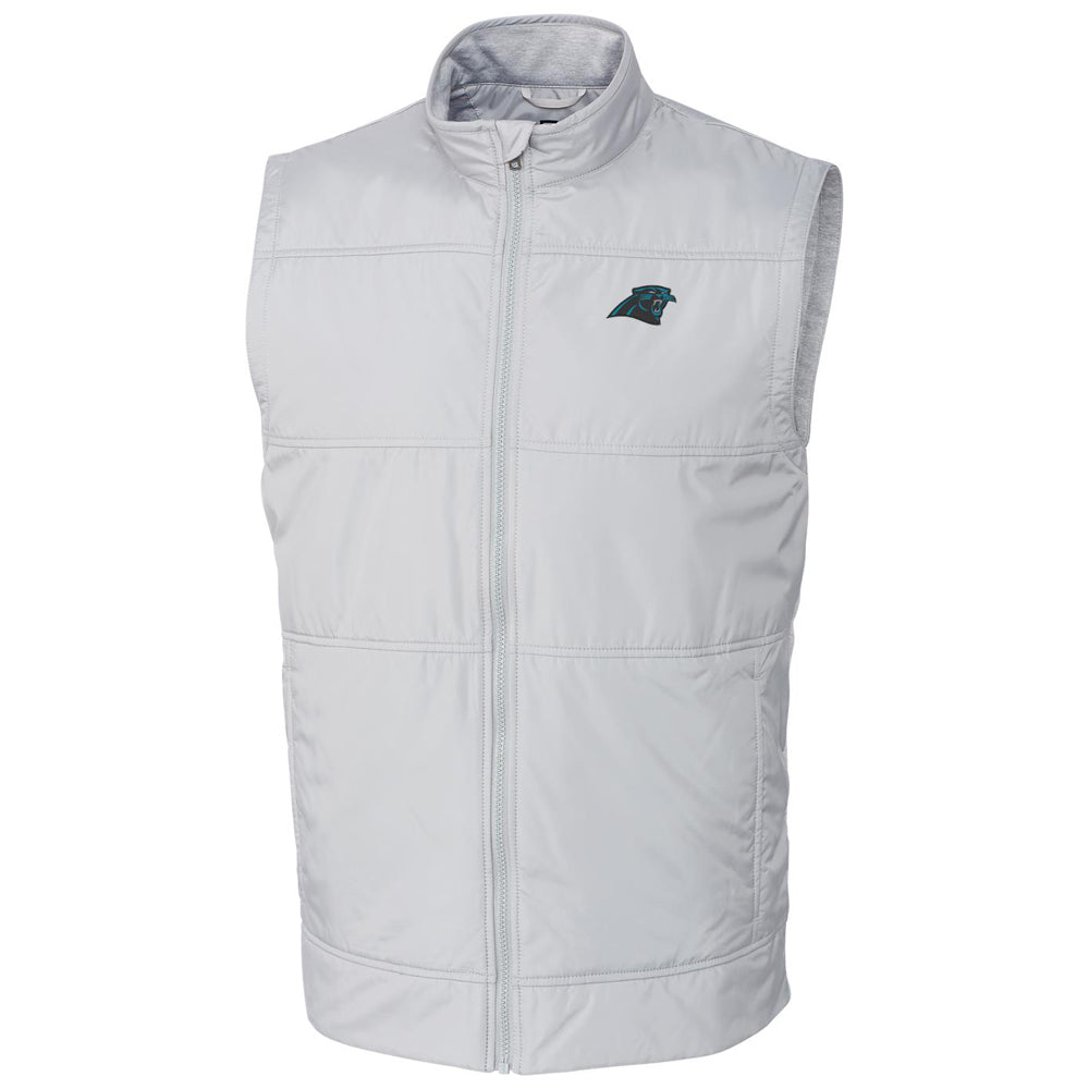 Men's Cutter & Buck Cream Carolina Panthers Stealth Full-Zip Vest