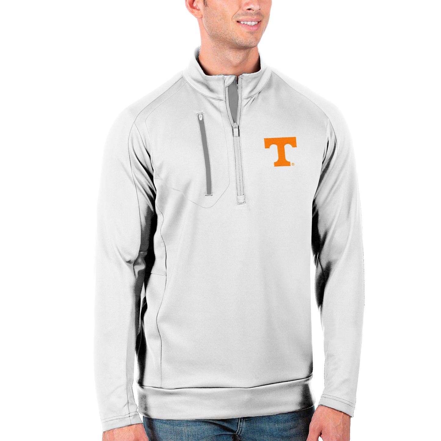 Men's Antigua White/Silver Tennessee Volunteers Generation Half-Zip Pullover Jacket