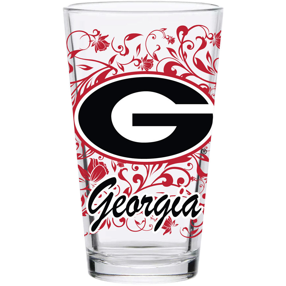 Georgia Bulldogs 16oz. Floral Pint Glass
