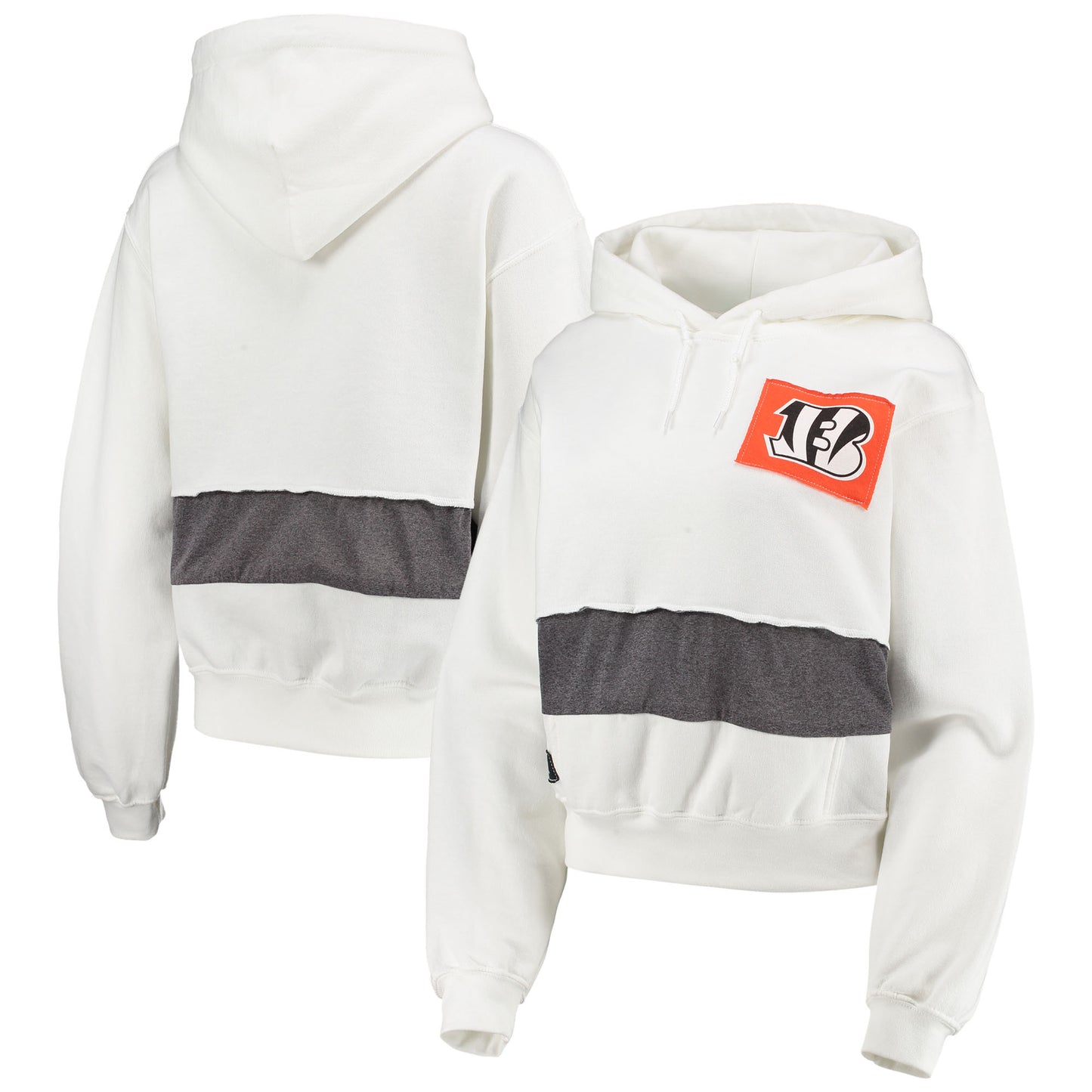 Women's Refried Apparel White Cincinnati Bengals Sustainable Crop Dolman Pullover Hoodie