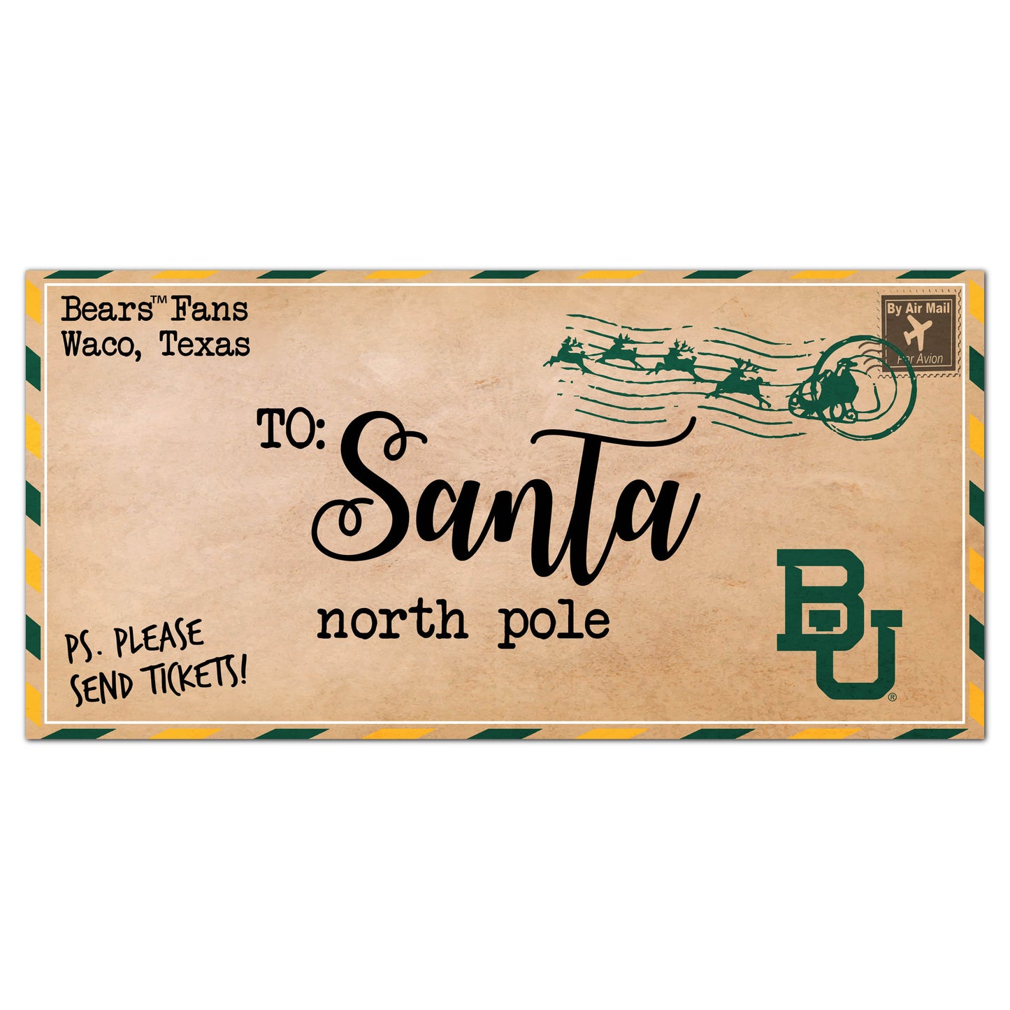Baylor Bears 6'' x 12'' Letter to Santa Sign