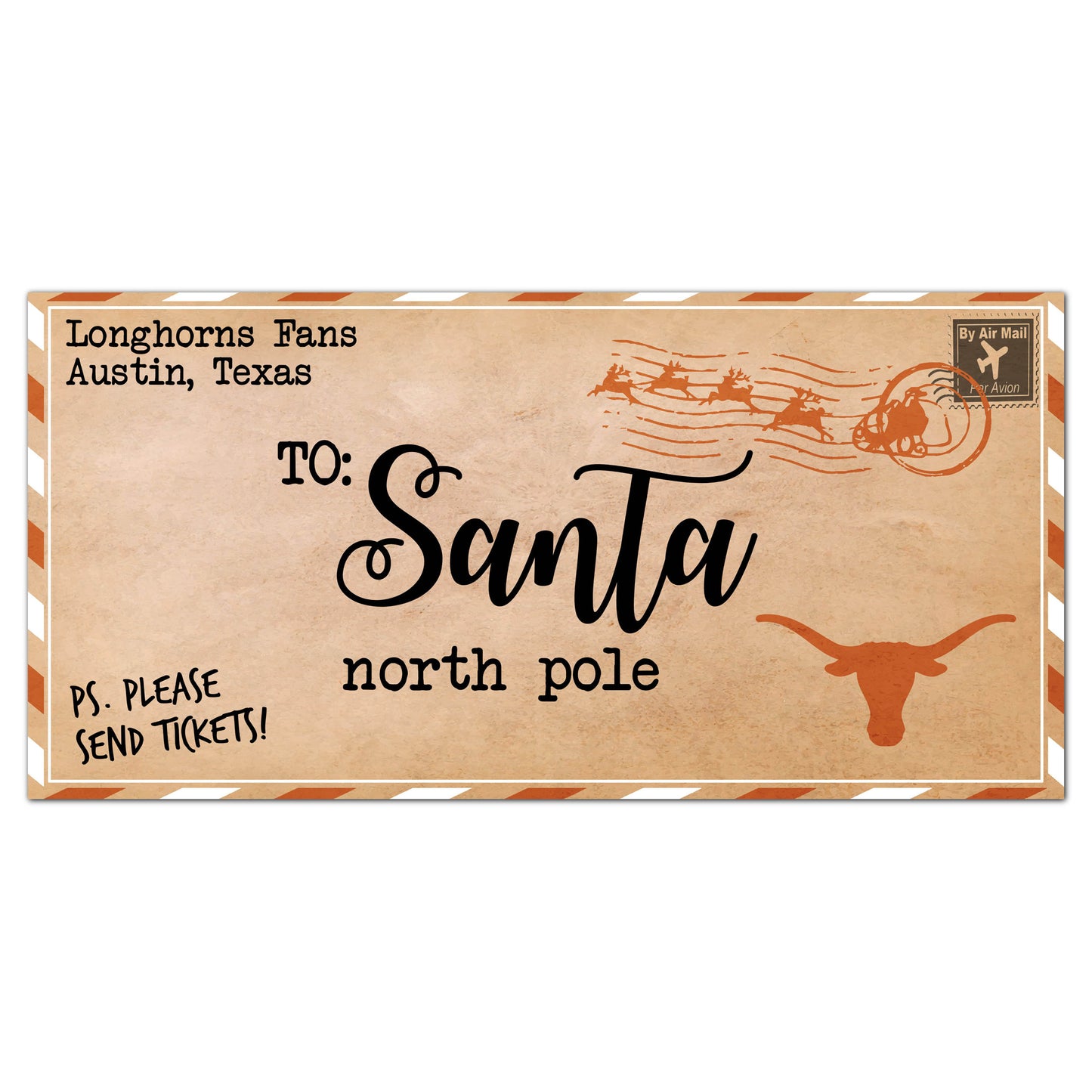 Texas Longhorns 6'' x 12'' Letter to Santa Sign