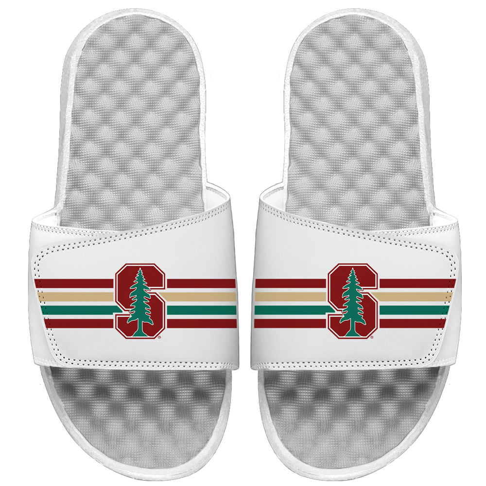 Men's ISlide White Stanford Cardinal Varsity Stripes Slide Sandals