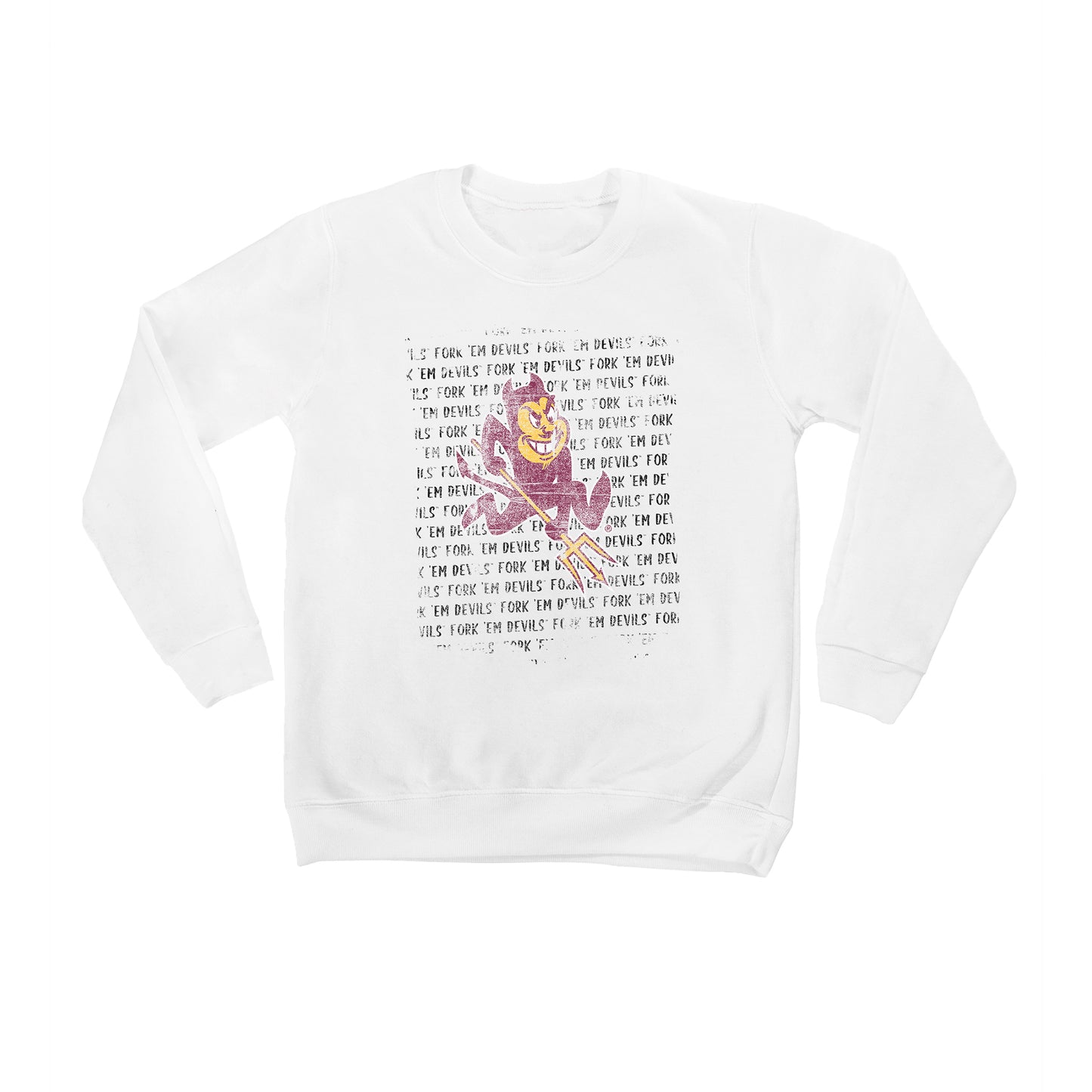 Youth White Arizona State Sun Devils Bold Type Pullover Sweatshirt