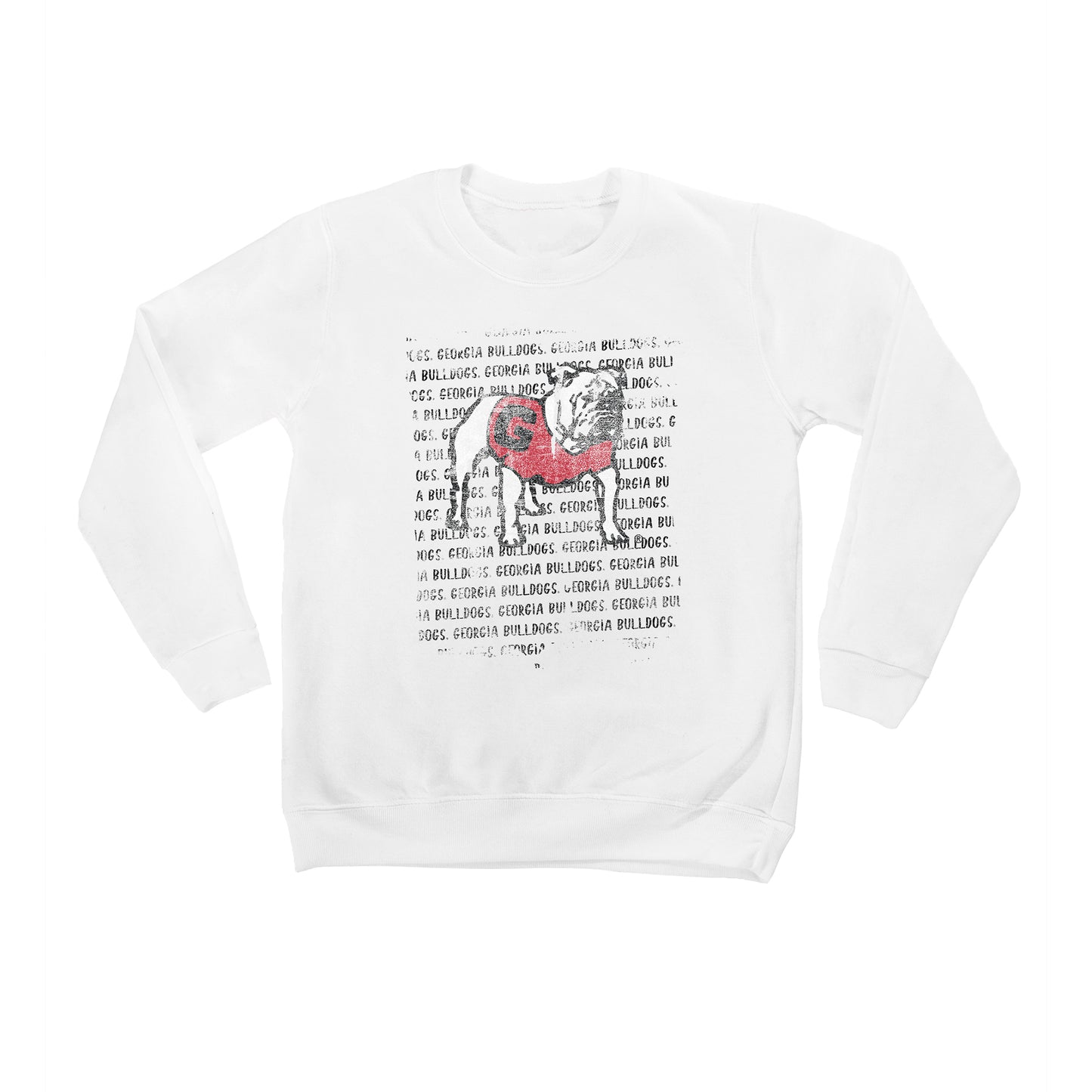 Youth White Georgia Bulldogs Bold Type Pullover Sweatshirt